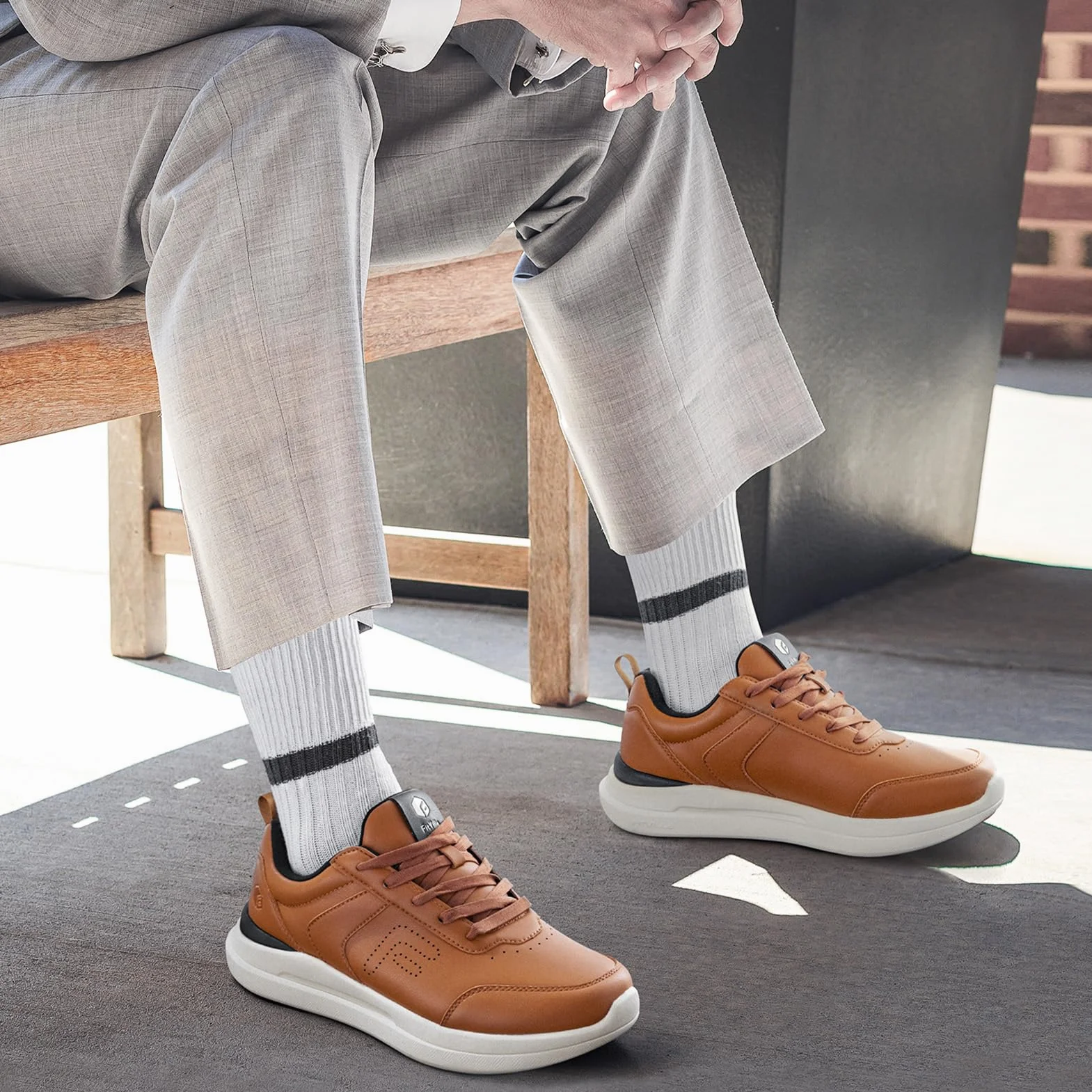 Fitville Extra Wide Buty Codzienne Męskie Super Miękkie Skórzane Trampki Sportowe Klasyczne Buty Sportowe Biznesowe Buty Sportowe Na Co Dzień Oddychające Buty Do Chodzenia