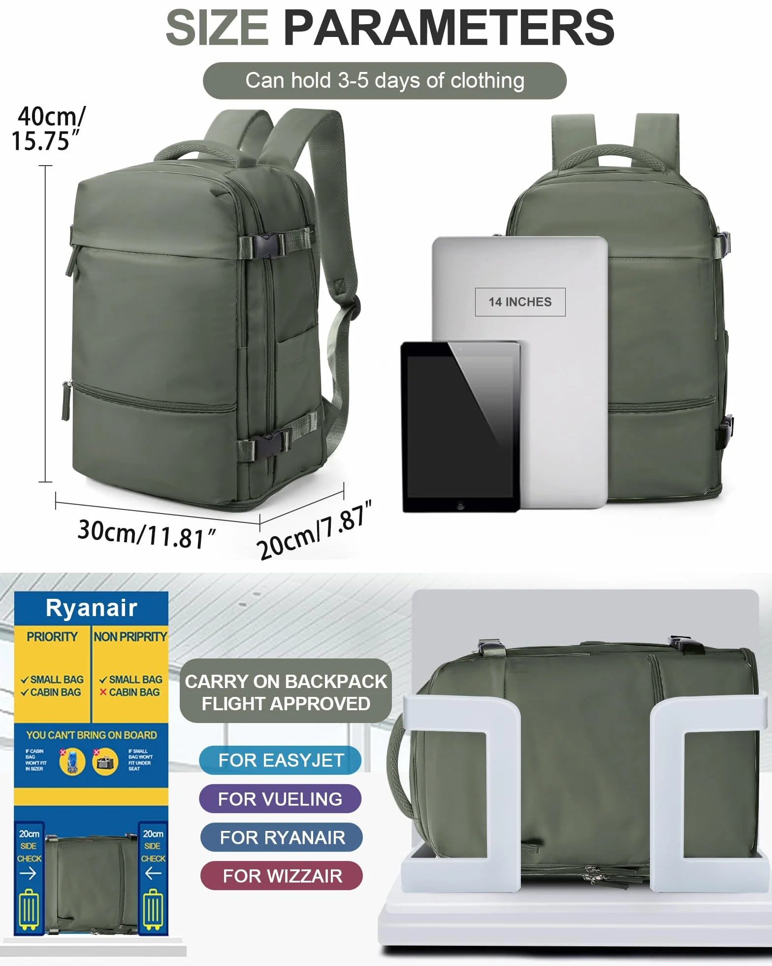 BJLFS Próżniowy z Pompką Elektryczną Torba Kabinowa 40x30x20 Bagaż Podręczny 40x30x20 Próżniowy Plecak Ryanair 40x20x25 z Pompką Easyjet Cabin Bag 45x36x20 Wodoodporna Torba na Laptopa