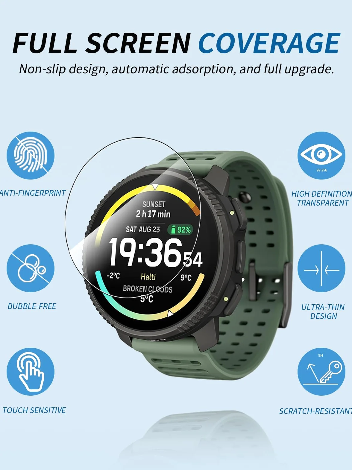 (3 sztuki) folia ochronna do zegarka Suunto Vertical 2 Smartwatch, yystao hartowane szkło folia ochronna na wyświetlacz, wysoka rozdzielczość, odporna na zarysowania, wrażliwa na dotyk, twardość 9H