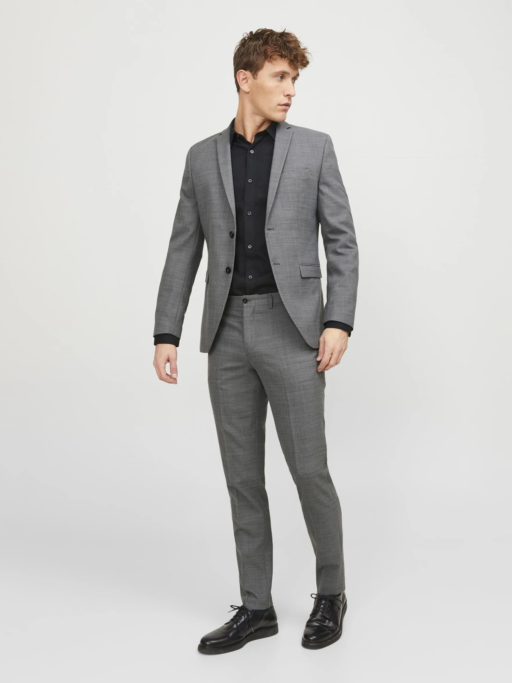JACK & JONES PREMIUM Męskie spodnie do garnituru Jprsolaris Trouser Noos, jasnoszary melanżowy, 56 PL