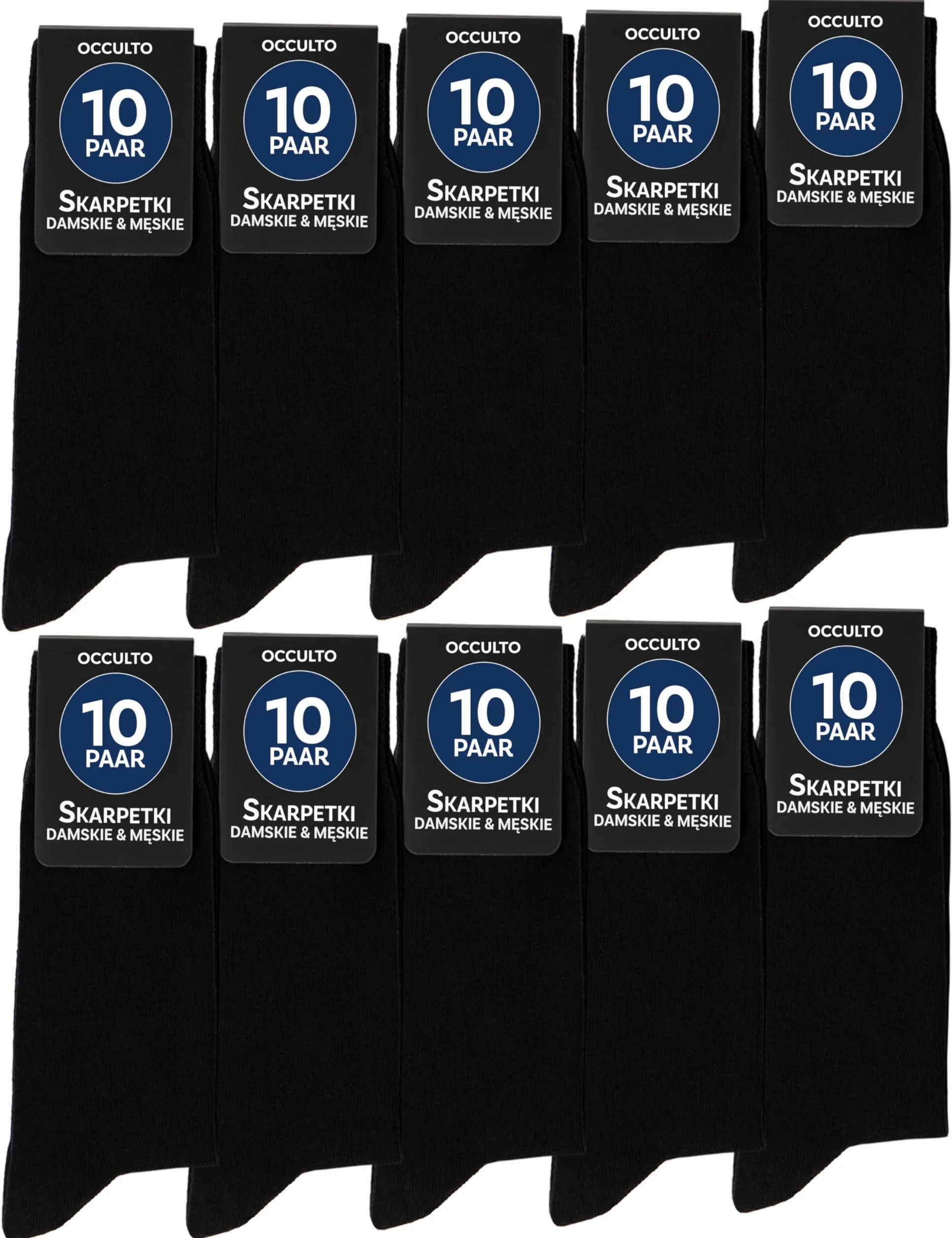 Occulto czarne skarpetki męskie & damskie 10 pak, 20pak, 30 pak (model: Hermann)
