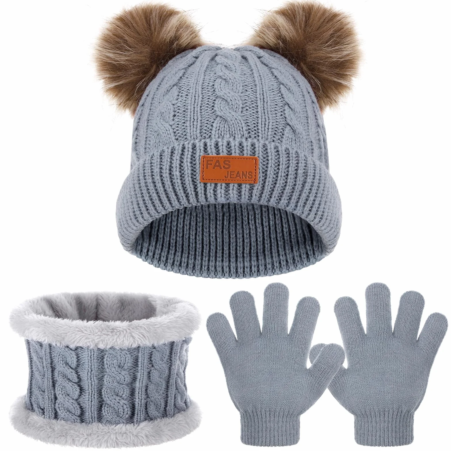 Zestaw czapek szalików i rękawiczek dla dzieci, termiczny dziewczęcy czapka beanie szalik rękawiczki zestaw, 3 w 1 zimowe rękawiczki z szalikiem dla chłopców i dziewcząt 1-5 lat
