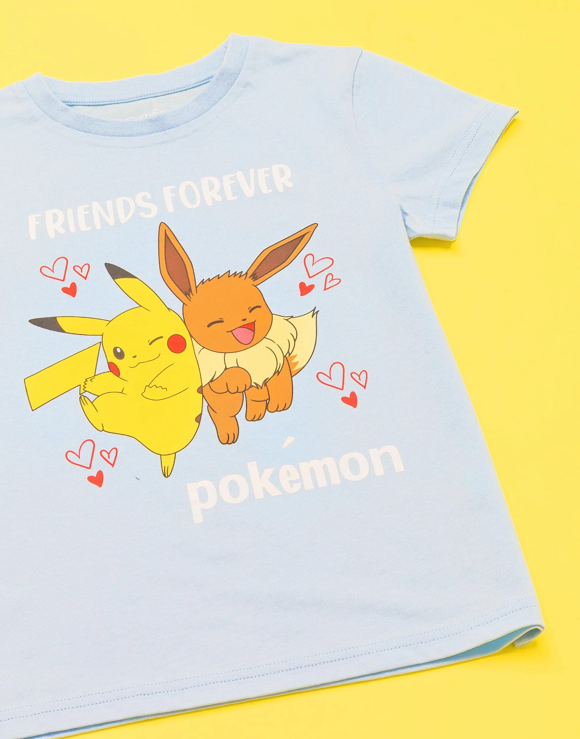 Pokemon T-shirt Koszulka Dziewczęca Pikachu Eevee Przyjaciele Gra Niebieski Top