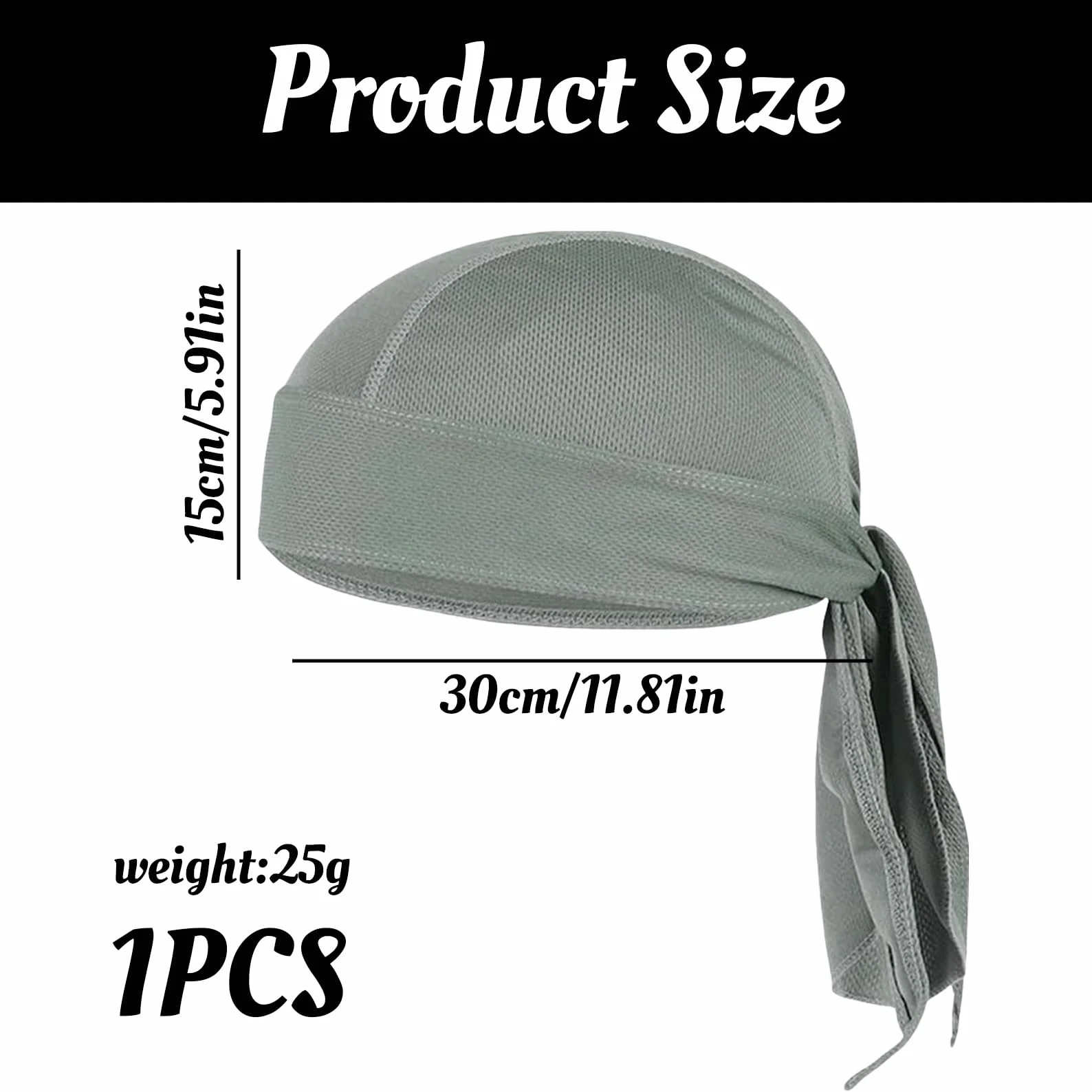 Bandana męska, Durag Men ochrona przed słońcem, na lato, pirackie nakrycie głowy, damska czapka na rower, motocykl, chusta piracka, chusta na głowę, z (czarna)
