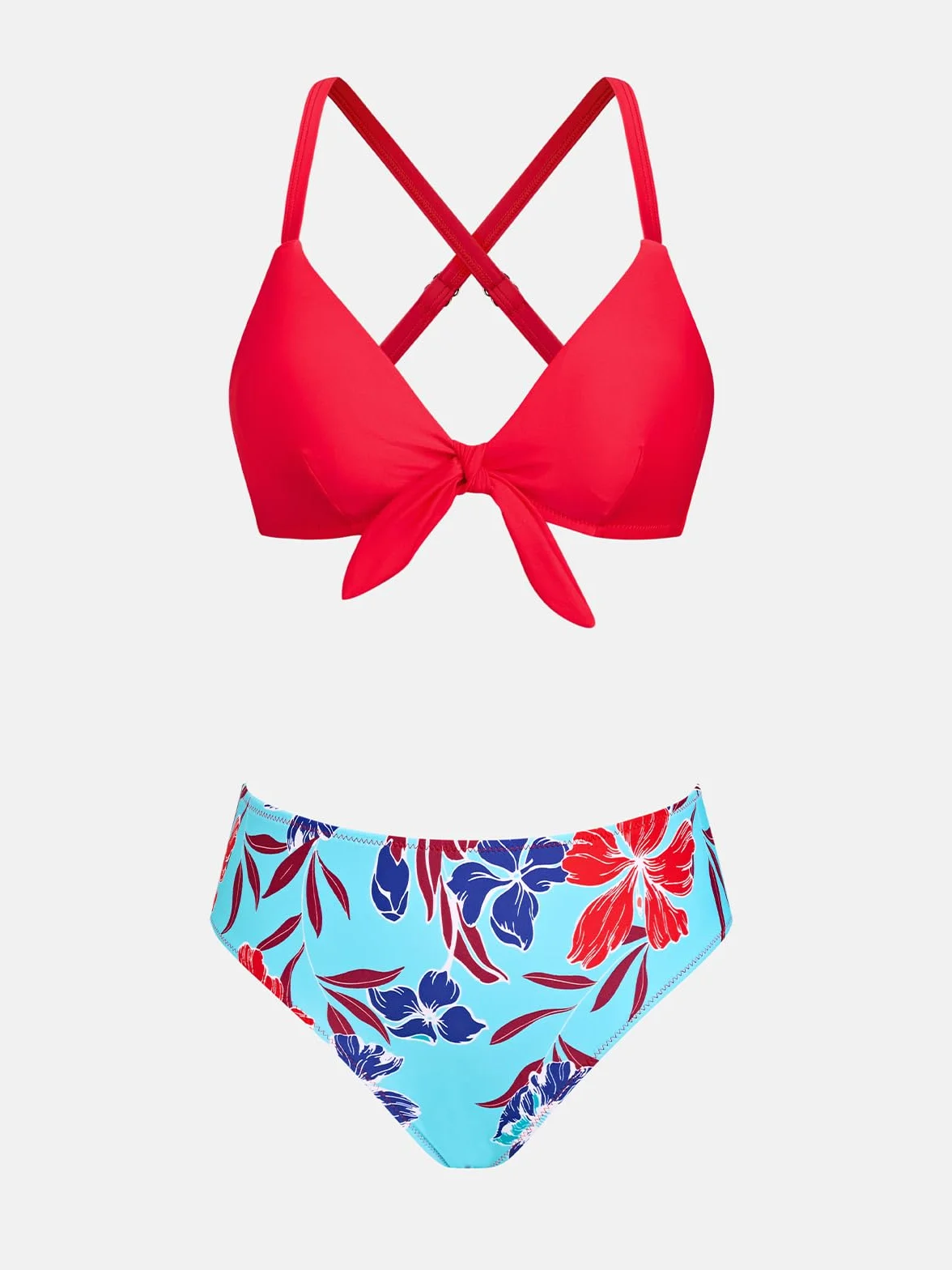 CUPSHE Damski dwuczęściowy zestaw bikini kwiatowy nadruk węzeł królik krawat