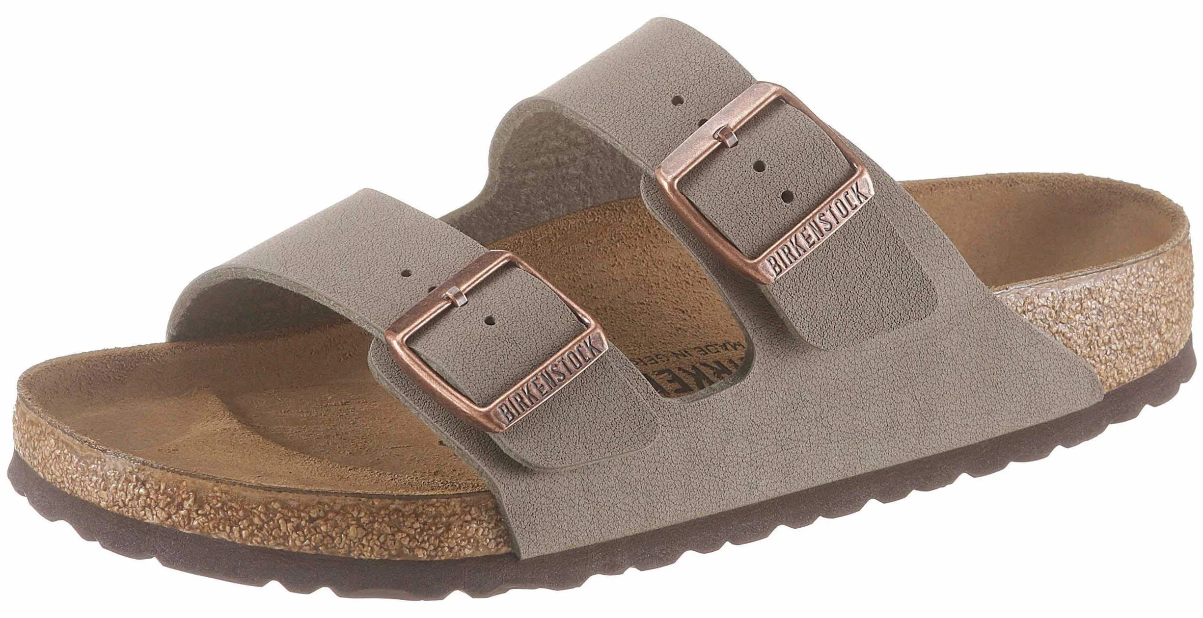 BIRKENSTOCK Unisex Arizona Birko-Flor skóra nubukowa szerokie klapki, szary kamień, 38 EU