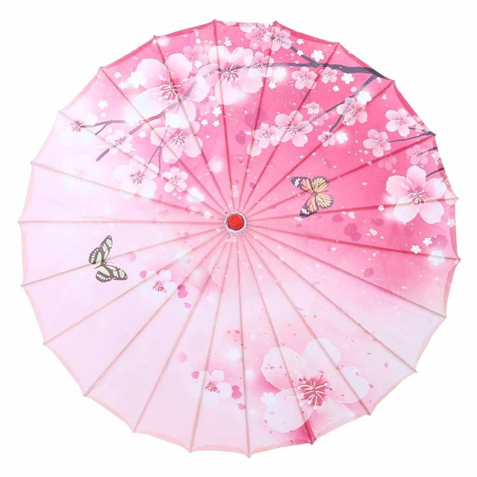 Olejowany papierowy parasol damski ręcznie robiony olejowany papierowy parasol wiatroodporny chiński klasyczny parasol taneczny (różowy)