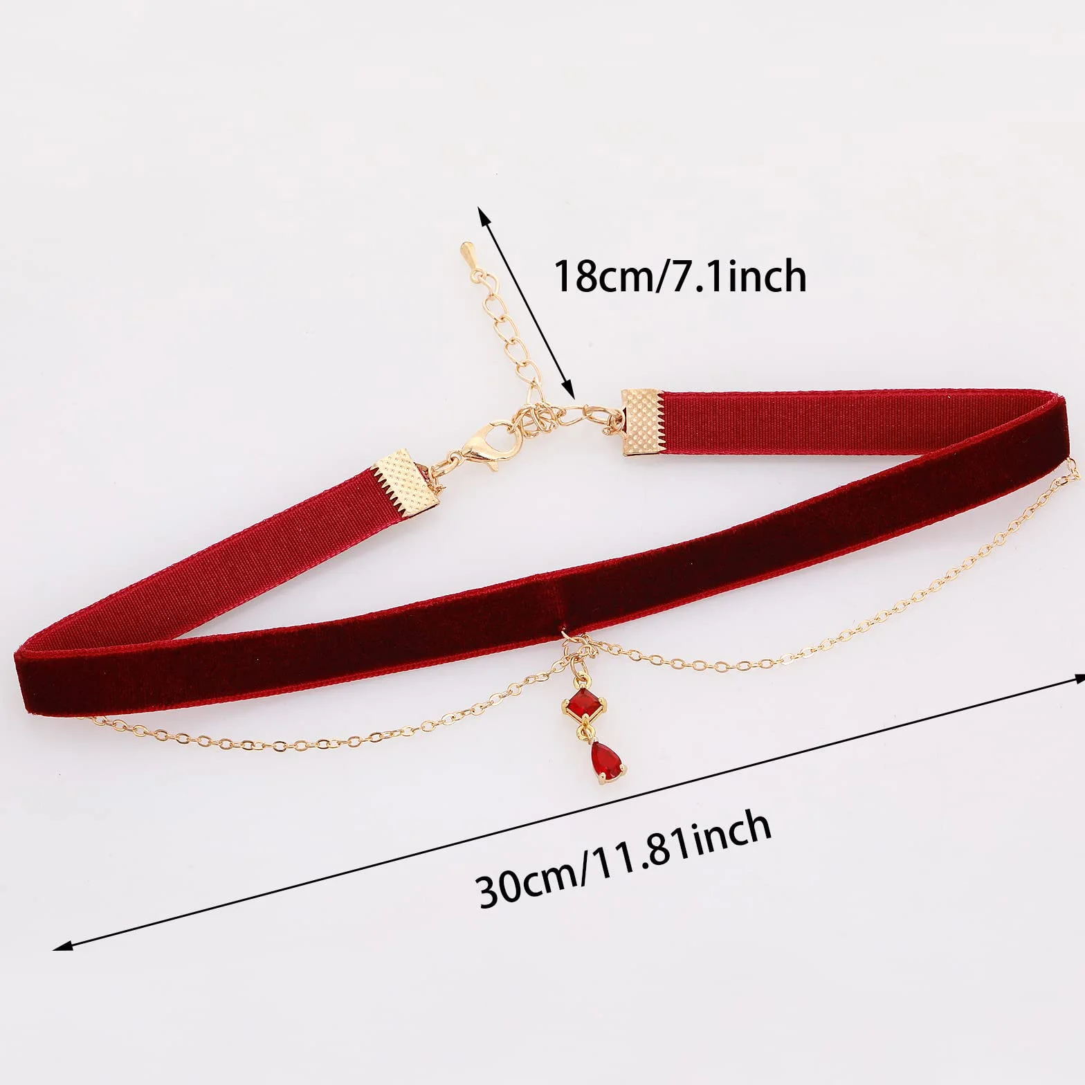 Czerwony aksamitny choker, naszyjnik dla kobiet, gotycki, w stylu vintage, wiktoriański, biżuteria, prezent, dla panny młodej, w stylu wampirzycy, akcesoria dla kobiet, Bez kamieni szlachetnych