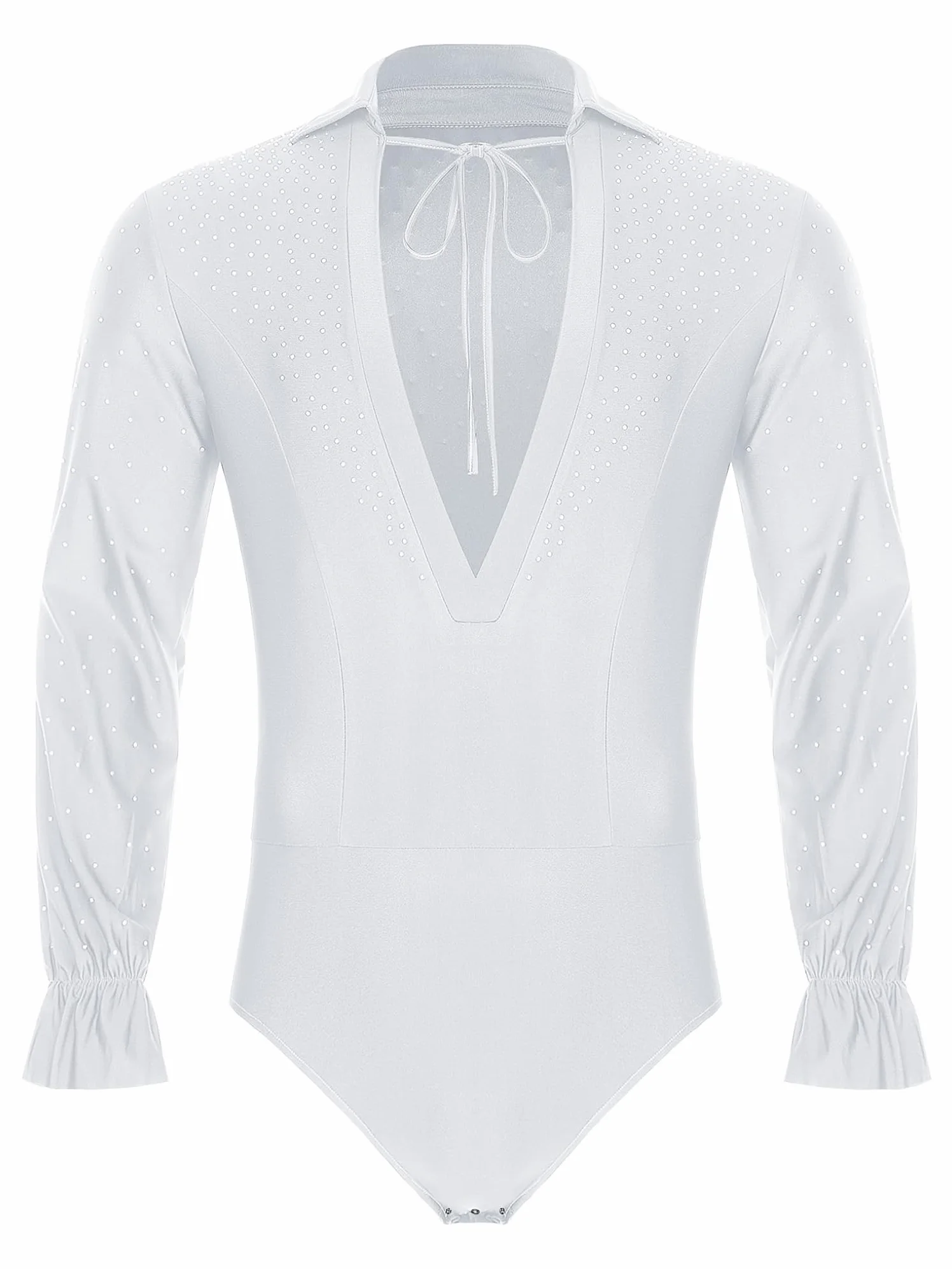 Oyolan Męskie trykoty gimnastyczne z długim rękawem Rhinestone Body Gym Leotard Taniec Łyżwiarstwo Trening