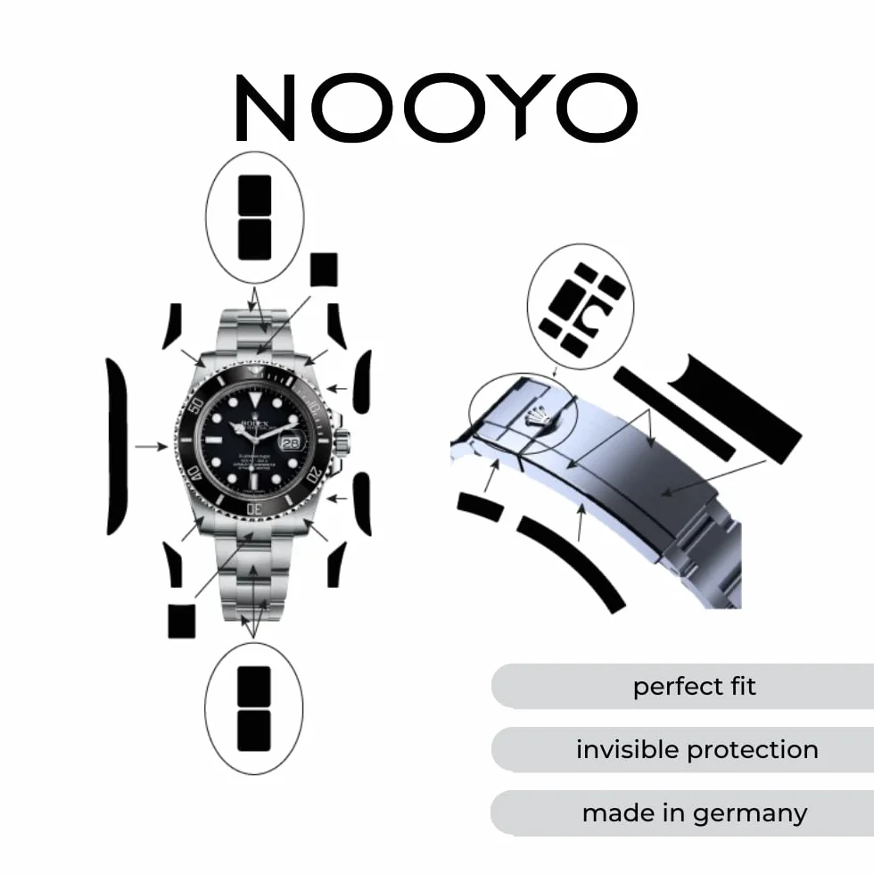 Folia ochronna dla Rolex Submariner 41 - Wysokiej jakości ochrona obudowy, zapięcia i bransolety - Kompatybilna z 124060, 126610LN & LV, 126613LN, 126613LB, 126618LN, 126618LB, 126619LB