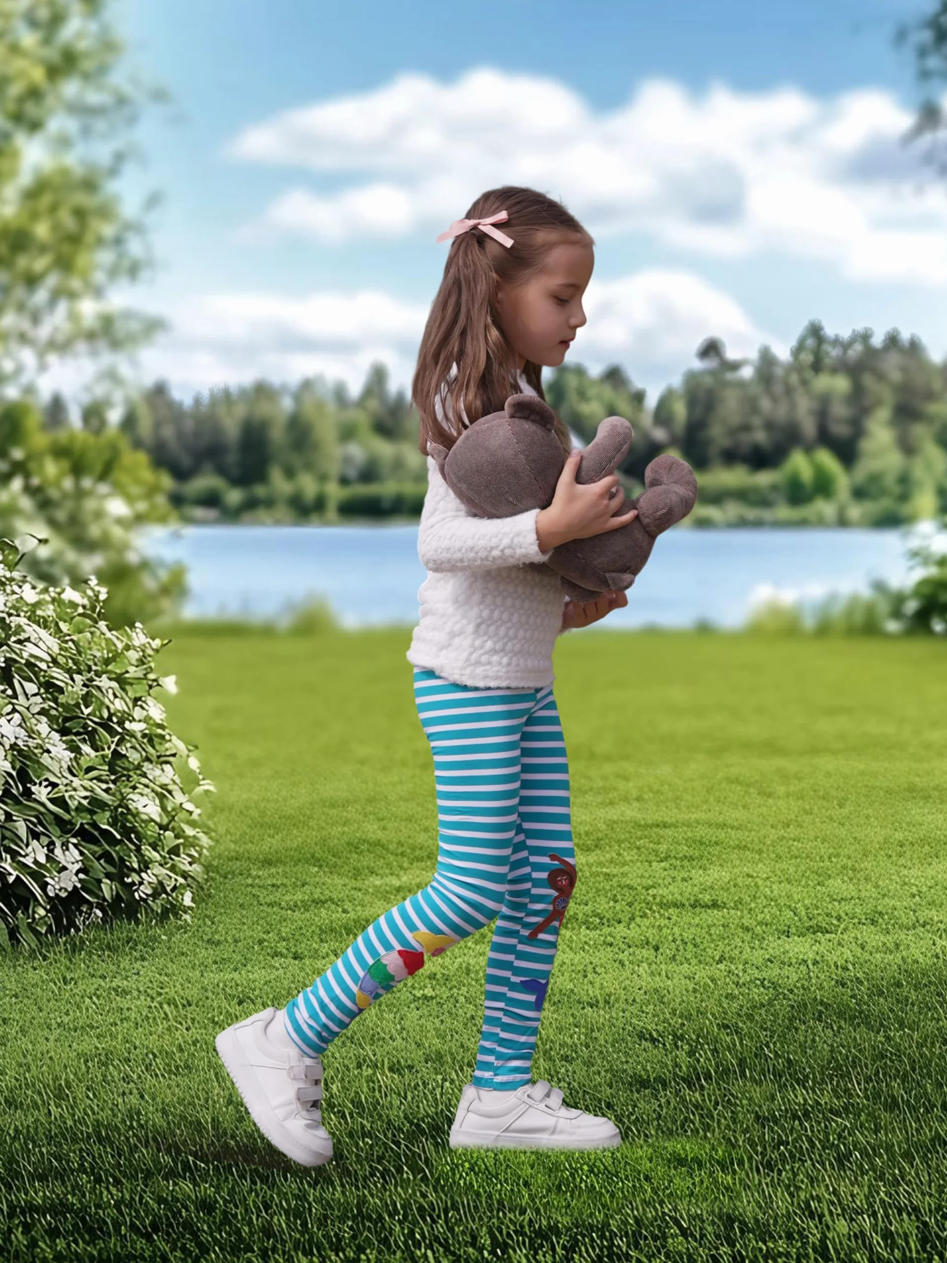 EmaoFun Dziewczęce legginsy 3-pak, rozciągliwe bawełniane kolorowe spodnie 2-7 lat (kolor 2, 90)