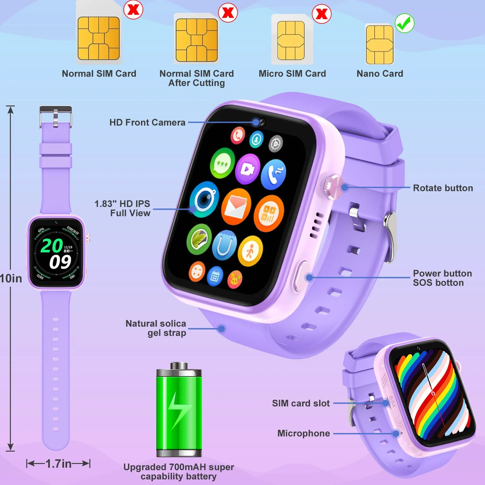 OKYUK Smartwatch 4G dla dzieci, lokalizator GPS, wiele stylów pulpitu do wyboru, połączenia dwukierunkowe, kompetencje obrazu, SOS, Wi-Fi, wodoodporny ekran dotykowy dla 4-12 chłopców i dziewcząt (T45