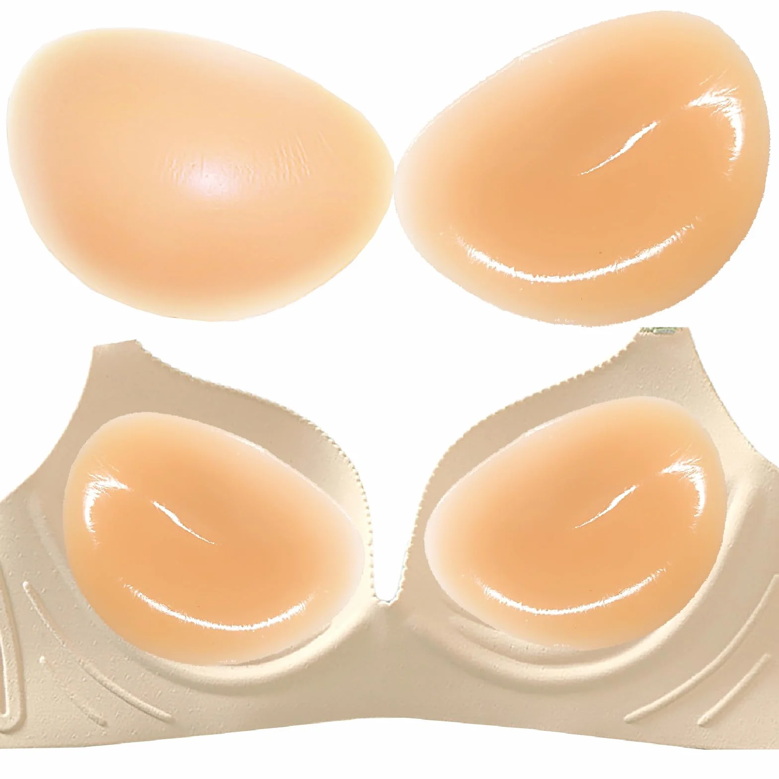 Samoprzylepne silikonowe wkładki do biustonosza - Push Up Booster Pads Enhancer, filet z kurczaka, wkładki do biustonoszy, bikini i strojów kąpielowych, 2 szt