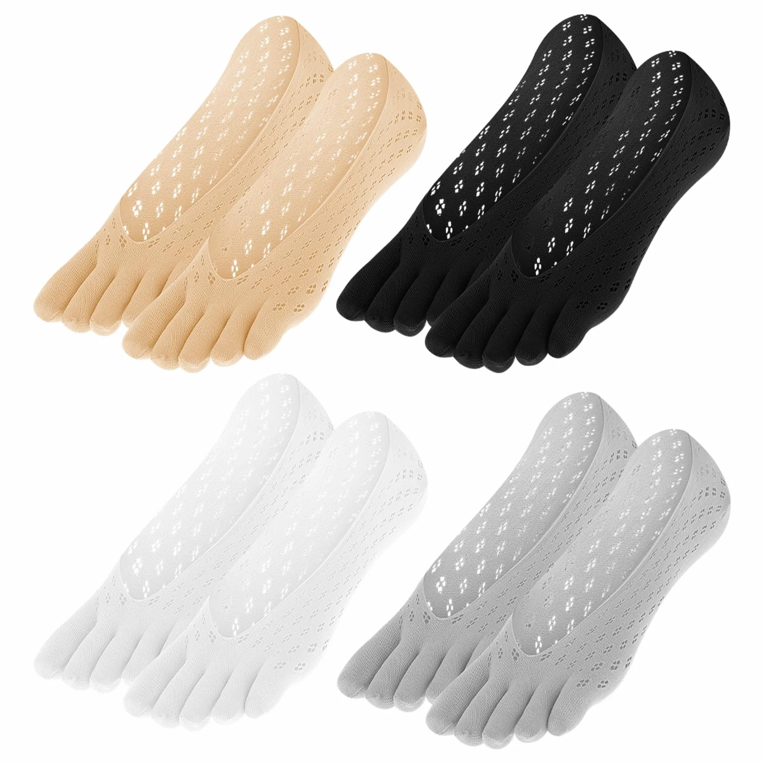 4 pary skarpetek na palce damskie skarpety do sneakersów damskie skarpety z pięcioma palcami antypoślizgowe skarpetki na palce niewidoczne skarpety do sneakersów antypoślizgowe oddychające