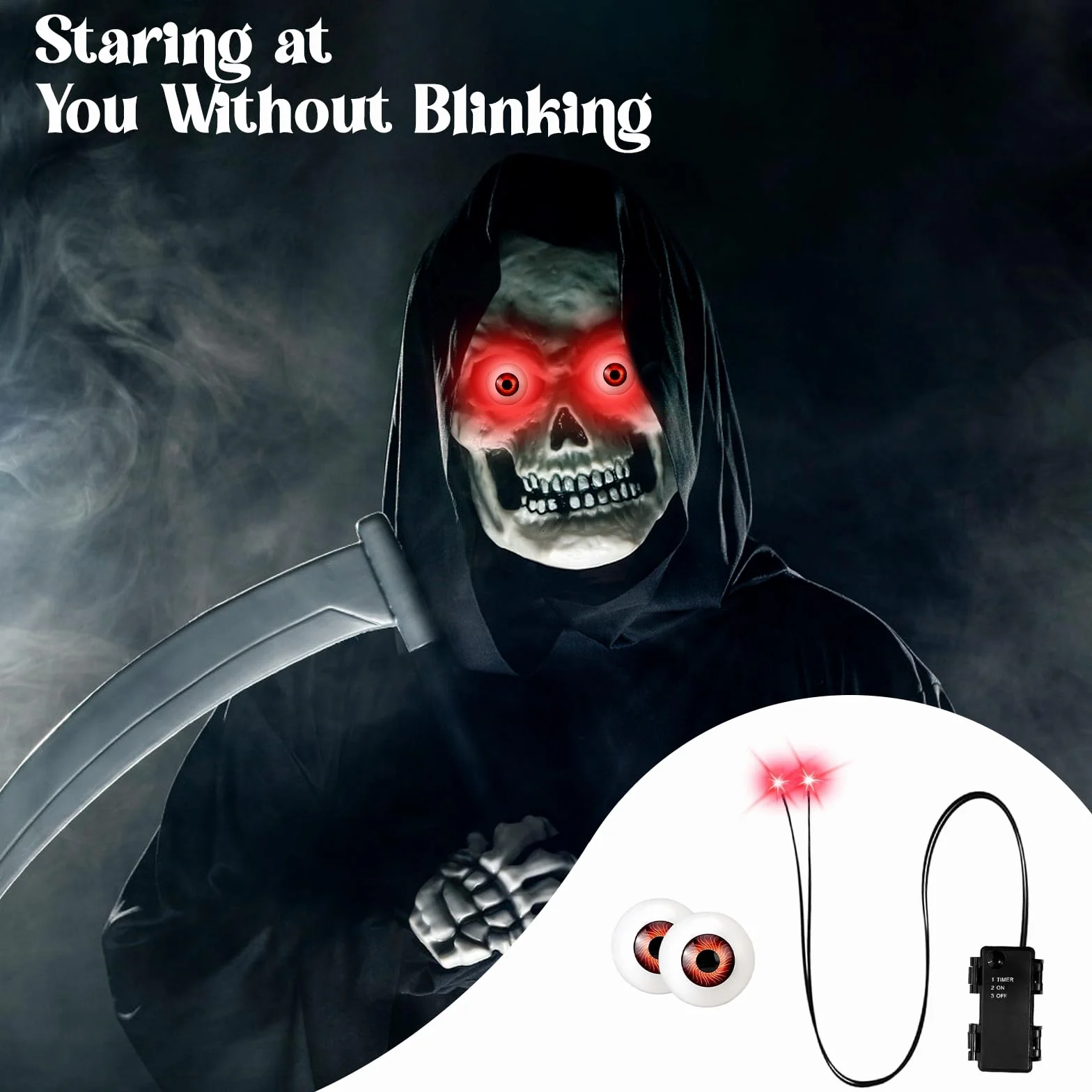 Świecące oczy LED na Halloween, dekoracje kostiumowe, maski Cosplay i czaszki (czerwone 2)