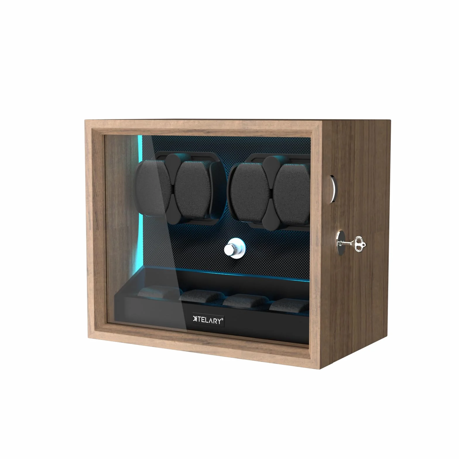 XTELARY Automatyczny Stojak na 4 Zegarki z 4 Dodatkowymi Przegródkami, Pudełko Automatyczne Mechaniczne Classic Watch Winder