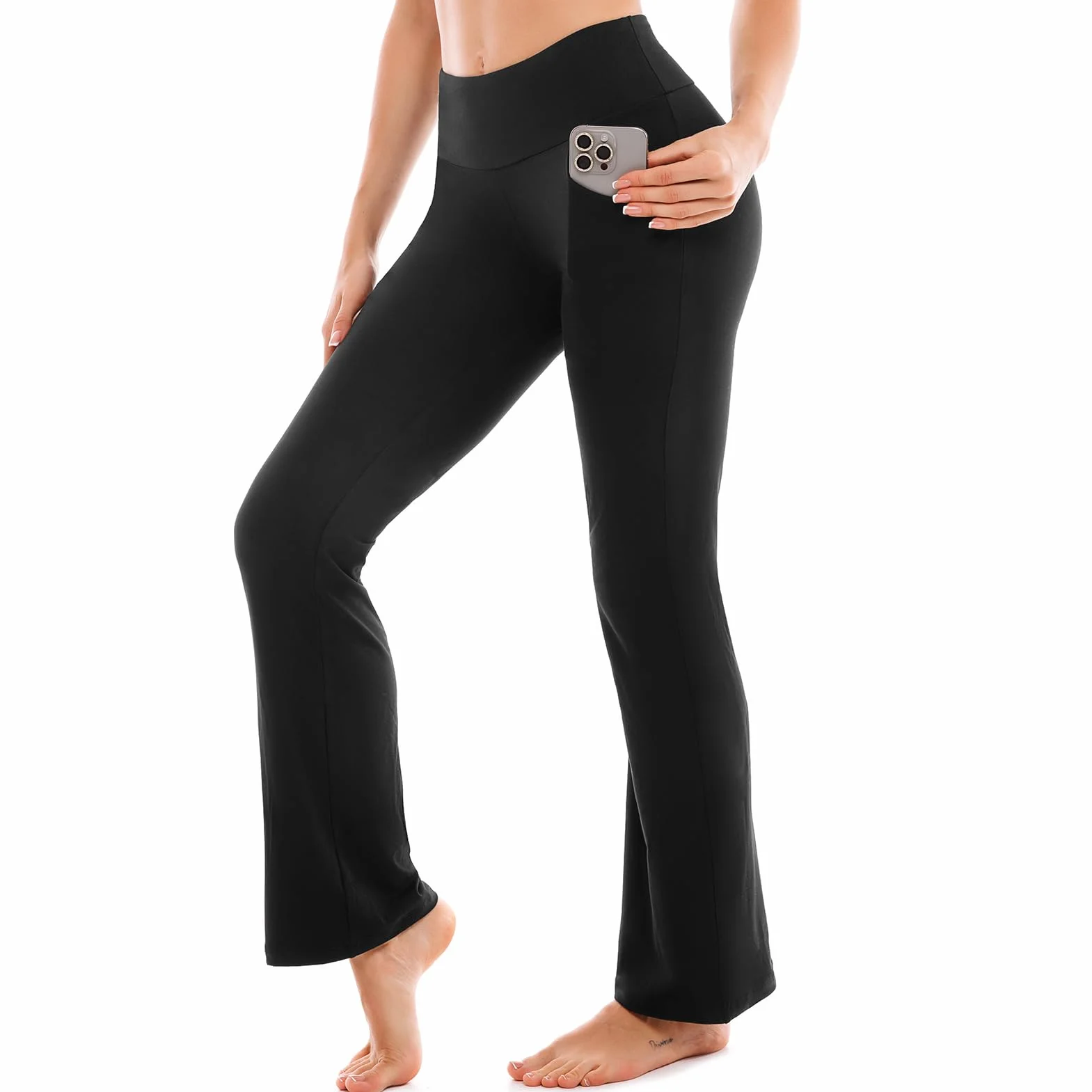 SINOPHANT Damskie sportowe legginsy do jogi z wysokim stanem, matowe, z 2 kieszeniami
