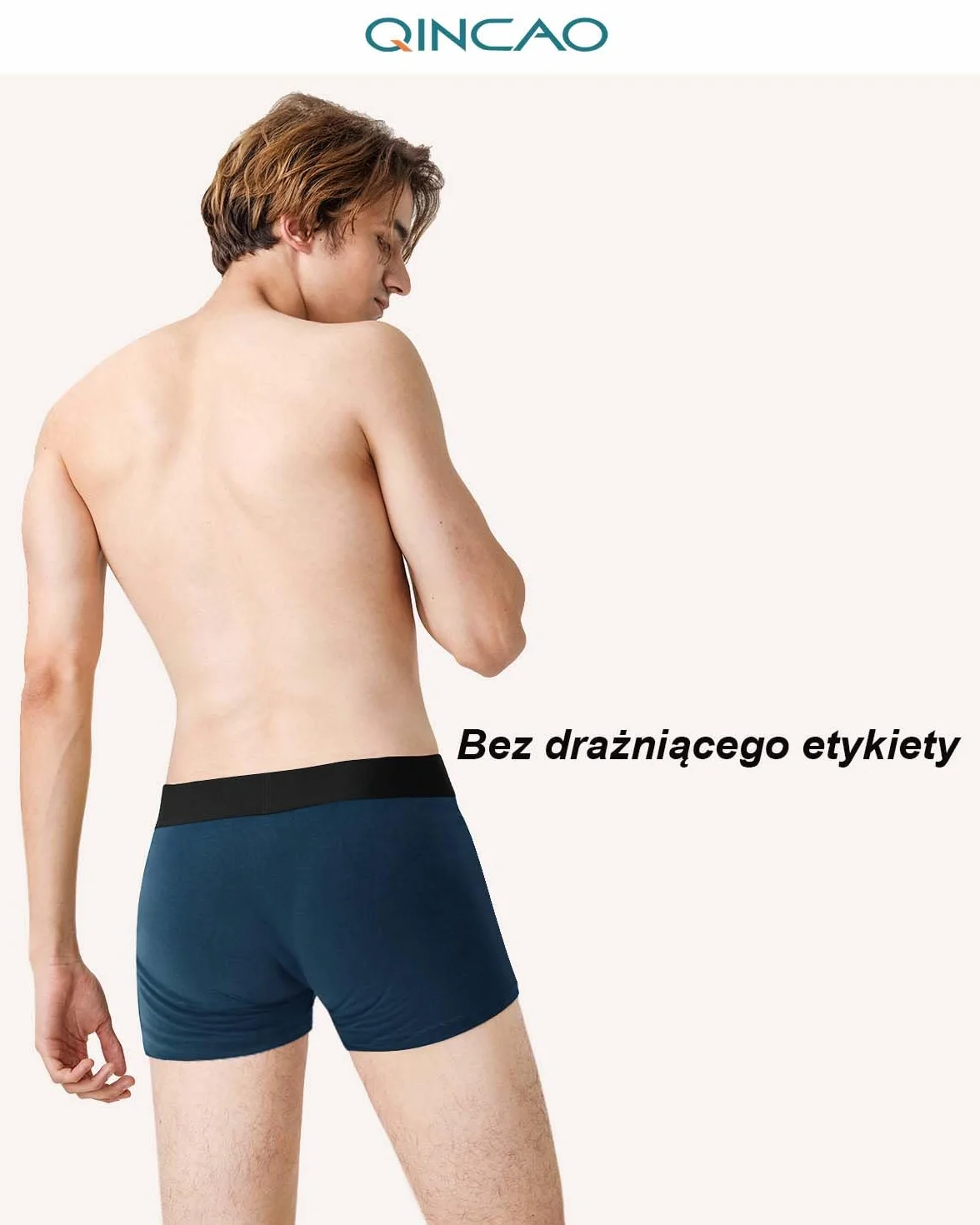 QINCAO Męskie bokserki, opakowanie 3 sztuki, komfortowe, przepuszczalne dla powietrza i bez etykiet, przenośne opakowanie na podróż