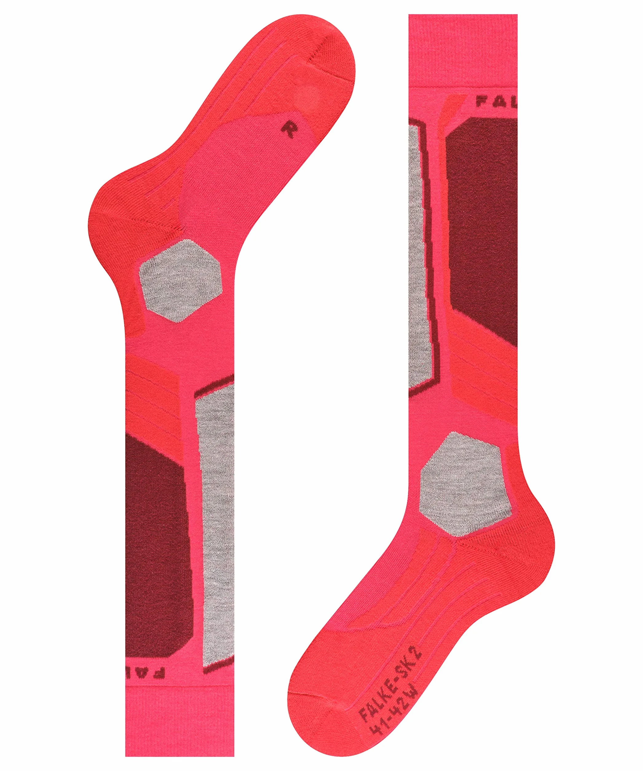 FALKE Kobiety Skarpety narciarskie SK2 Intermediate W Kh Wełna ciepłe grube 1 Para, Czerwony Rose 8680, 39-40