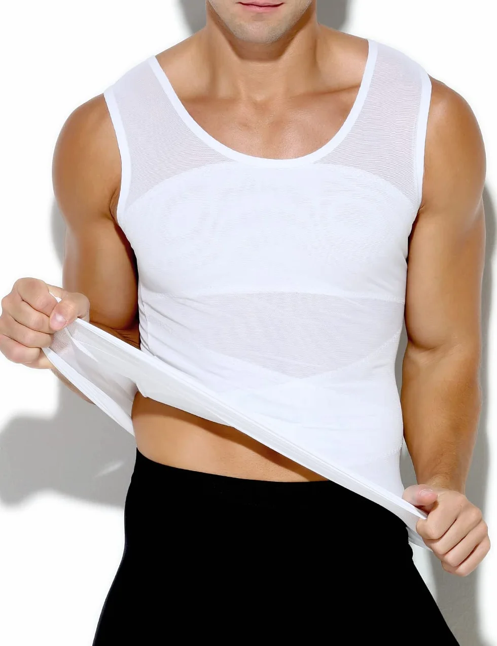 Casey Kevin Męski podkoszulek kompresyjny podkoszulek płaski brzuch męski bez rękawów wyszczuplający bielizna kulturystyka sport top body modelujący