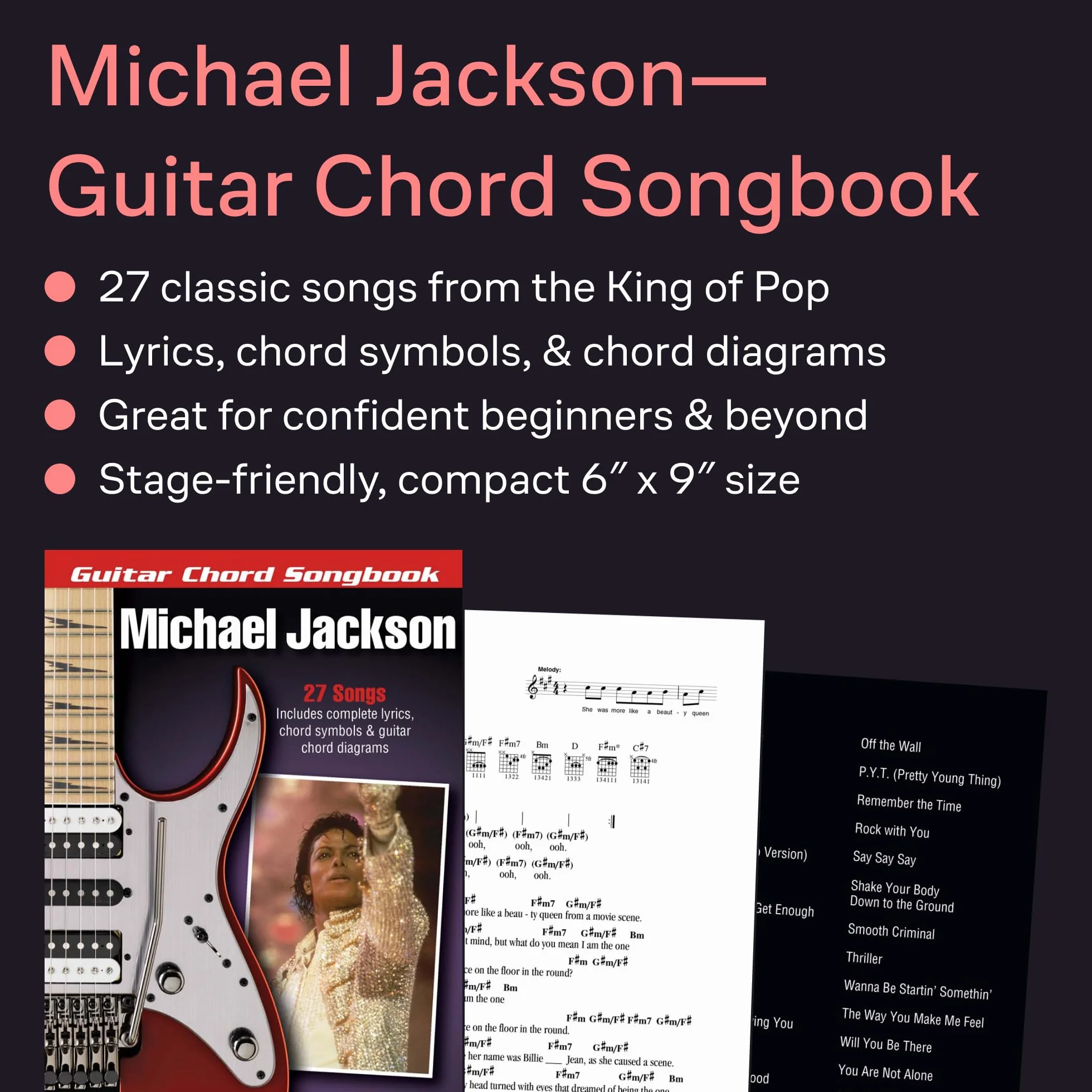 Michael jackson - guitar chord songbook - paroles et guitare - recueil - 27 chansons