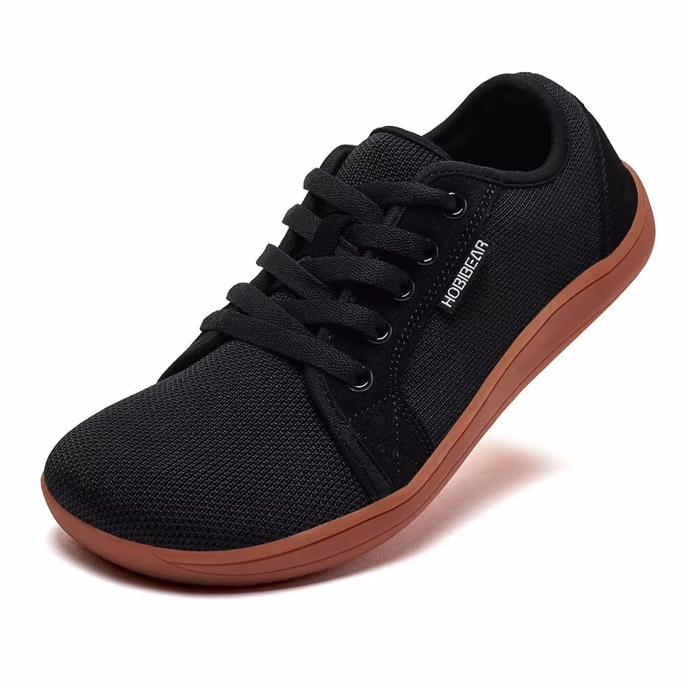 HOBIBEAR Unisex szerokie buty do chodzenia boso dla mężczyzn i kobiet, do biegania w terenie, minimalistyczne, lekkie i oddychające, czarny, brązowy, 43 EU