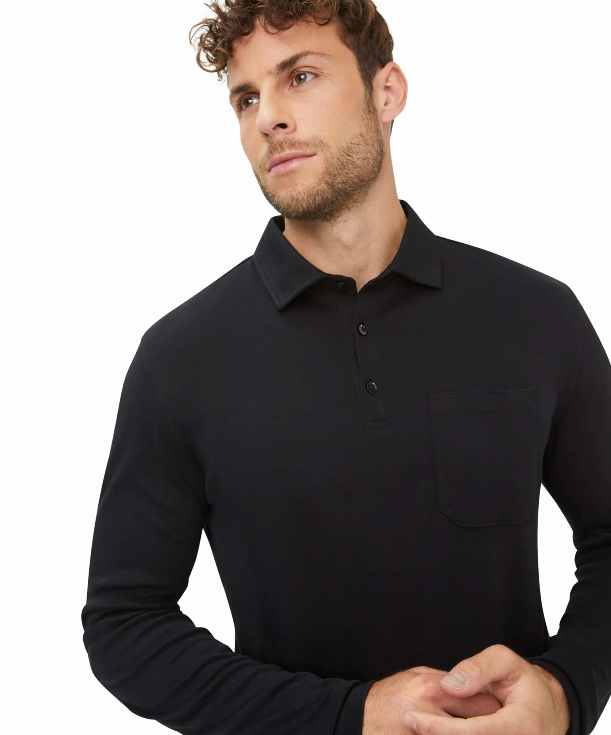 Brax Męski styl Pirlo długi rękaw Polo Cotton Mix sweter, czarny, 3XL
