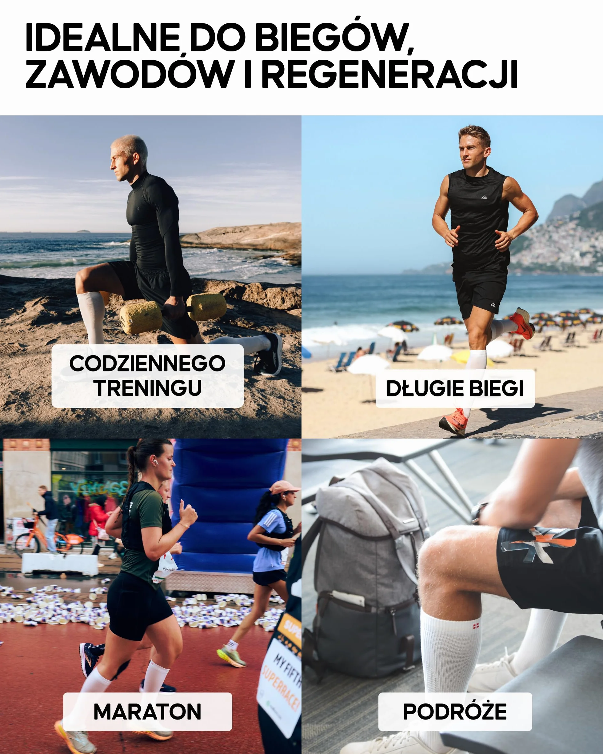 DANISH ENDURANCE 1 and 2-Pak Skarpet Kompresyjnych 21–26 mmHg, Regeneracja po Bieganiu, Skarpety Podróżne z Odprowadzającym Pot Stopniowanym Uciskem, Unisex