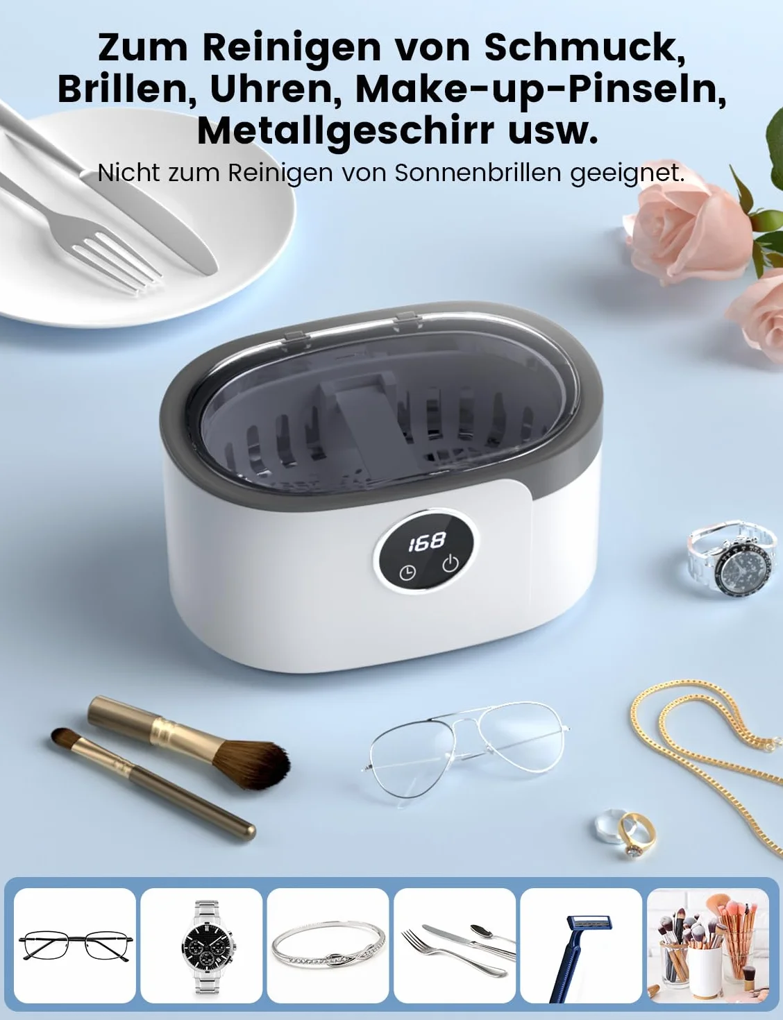 Myjka ultradźwiękowa Myjka ultradźwiękowa 600ml Kąpiel ultradźwiękowa Myjka ultradźwiękowa z 5 funkcjami czasowymi do okularów Biżuteria Zegarki