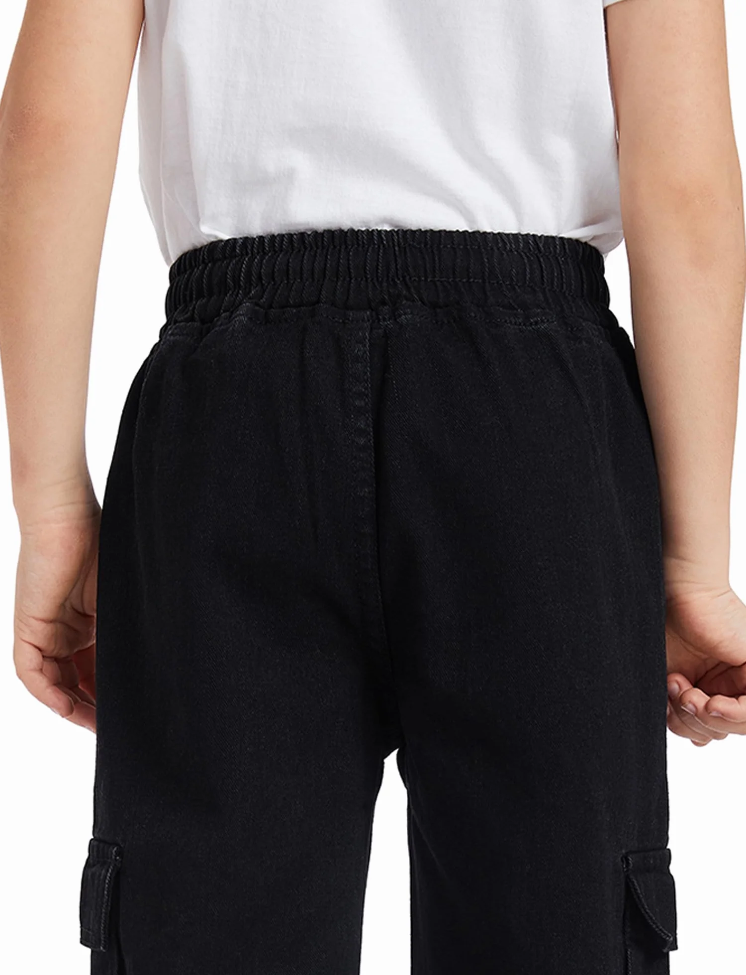 SEAUR Cargo Jeans Y2K Hip Hop spodnie Baggy z gumowym ściągaczem, dziecięce spodnie cargo, Streetwear EU 128-152 (8-12 lat)