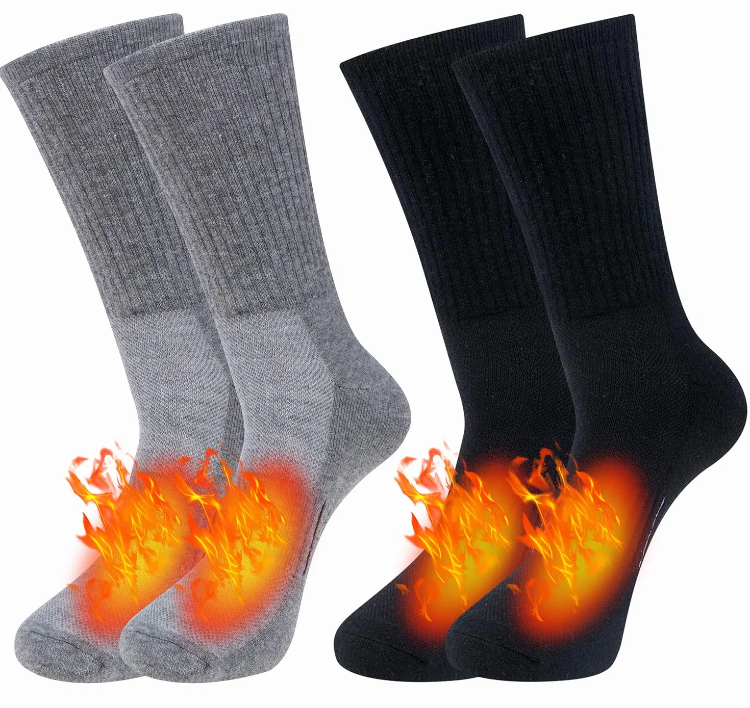 Chalier Cozy 80% skarpety z wełny merynosów, 2 pary, męskie, termiczne, sportowe, grube, ciepłe, zimowe, rekreacja, spacery na świeżym powietrzu, wędrówki, trekking, wspinaczka, Szary/czarny, 40-43 EU