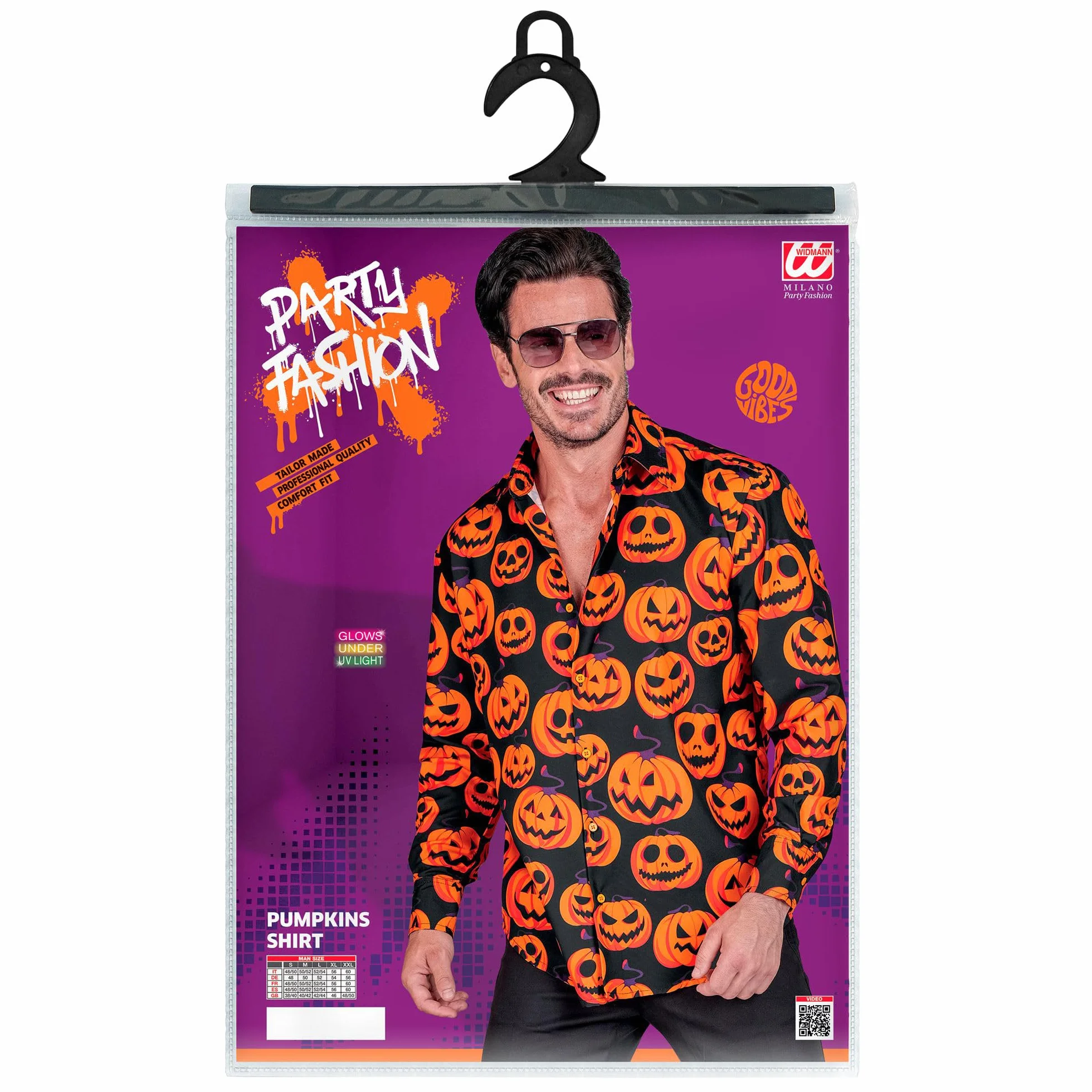 W WIDMANN MILANO Party Fashion - Koszula męska, długi rękaw, koszula męska, przebranie na Halloween