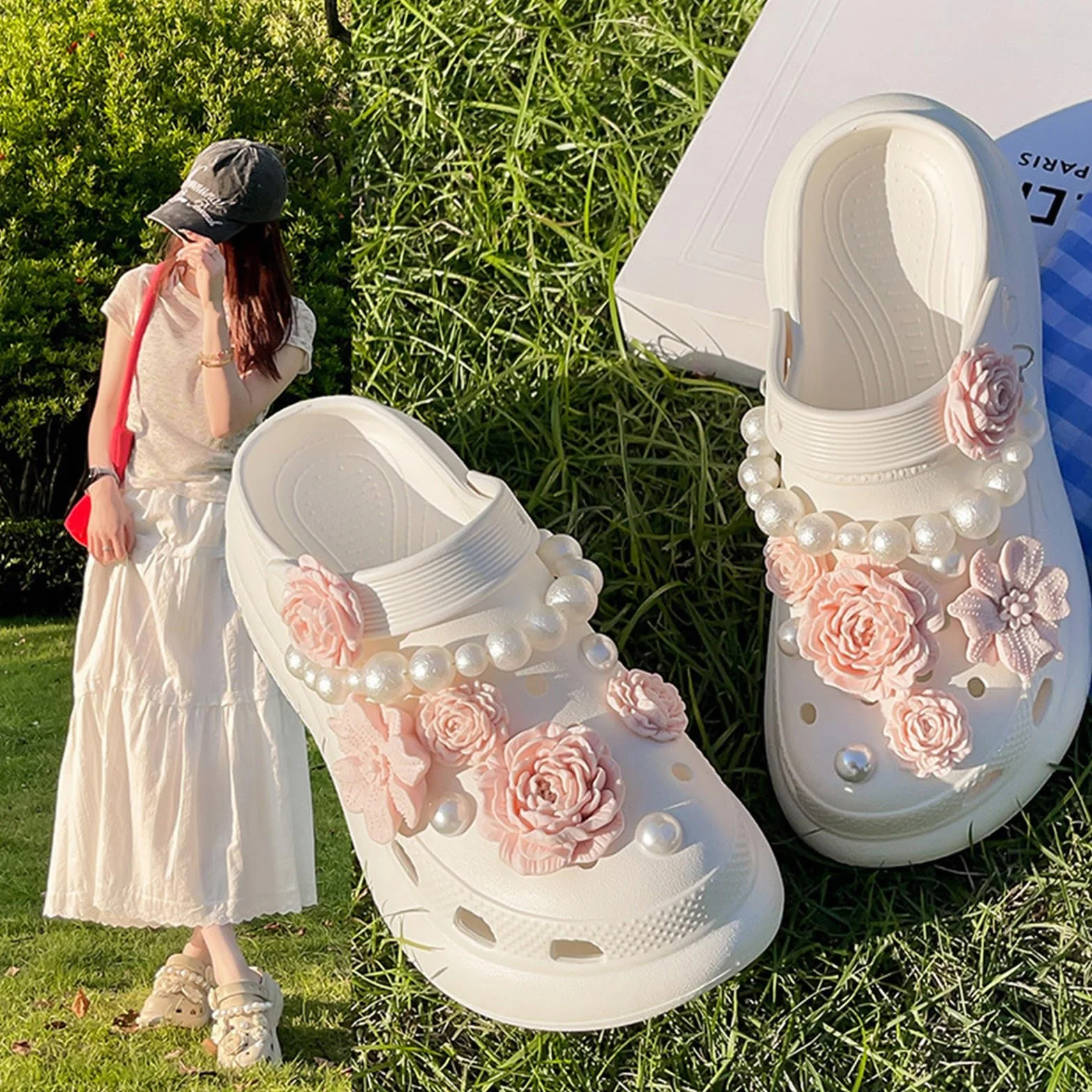 17 sztuk ozdób do butów, różowe kwiaty Shoe Charms, zawieszki do butów urocze i słodkie, zdejmowane wtyczki do butów, przypinki do butów dla butów DIY dekoracje