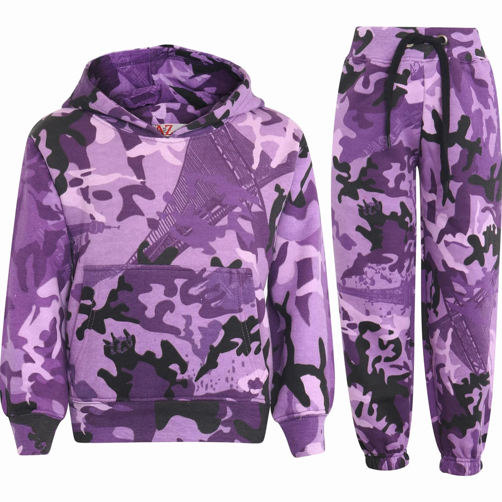 A2Z 4 Kids Dziewczyny Chłopcy Unisex Równina Dres Zakapturzony Pot Bluza z Kapturem & Bottom Jogging Garnitur Joggery Wiek 5-13 Lata