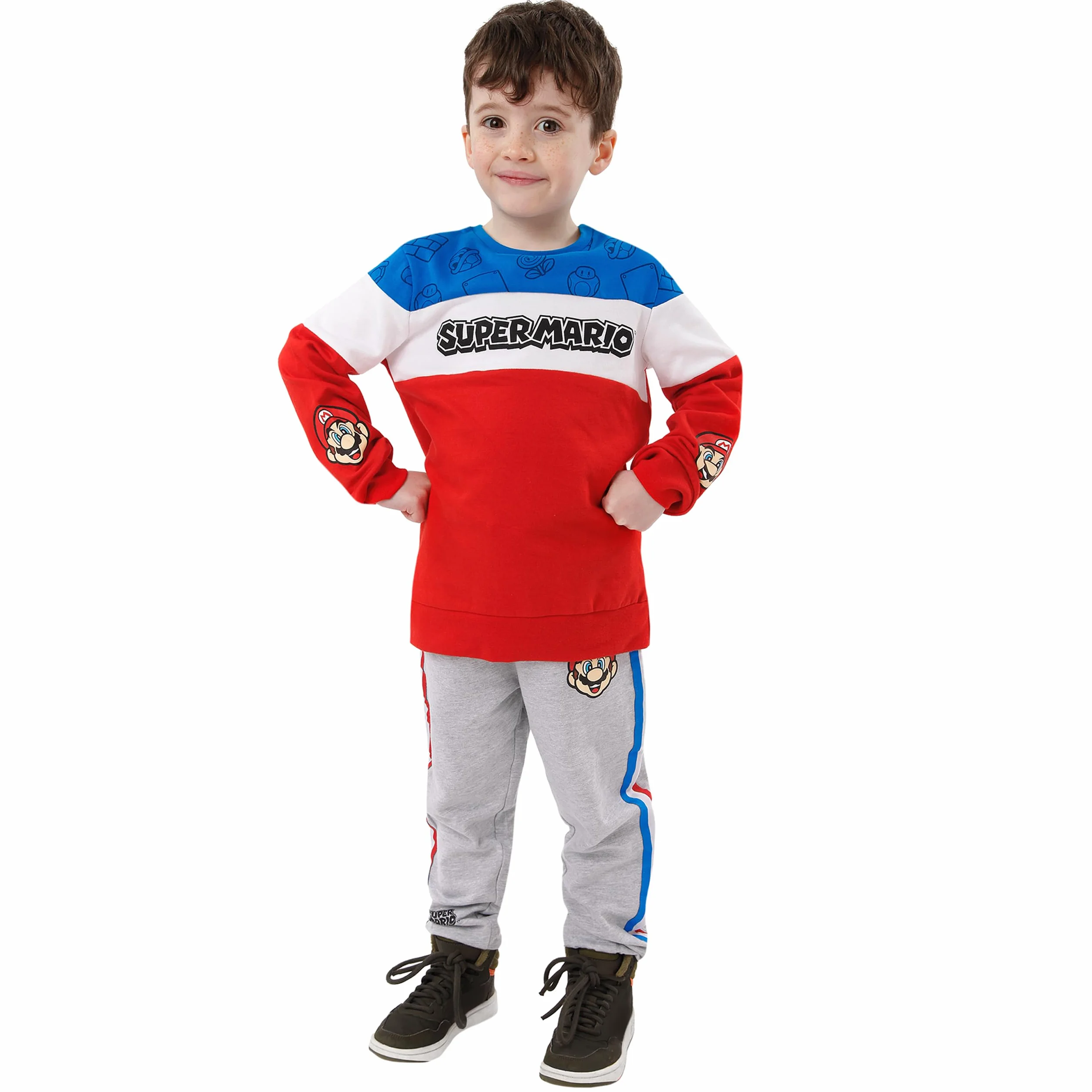SUPER MARIO BROS Chłopcy Zestaw Bluzy i Spodni dla gamerów Dresowych dla chłopców Zestaw bluzy i joggerów dla dzieci Wielobarwny 122