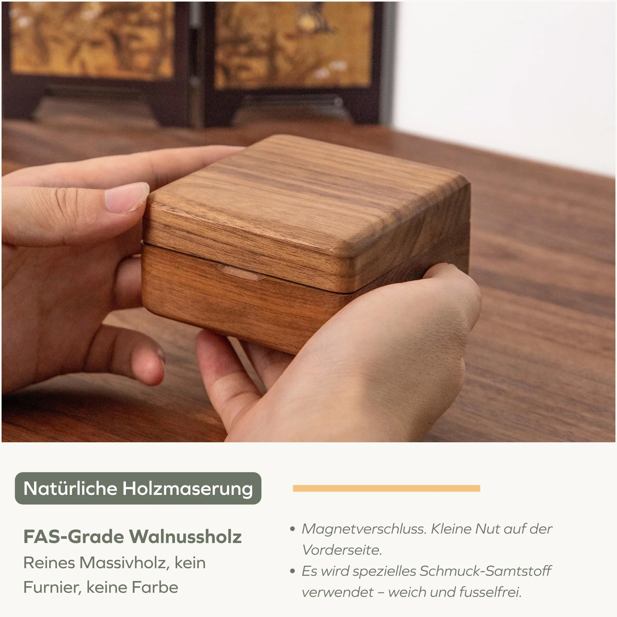 muso wood Drewniane pudełko na szyję z prawdziwego drewna orzecha włoskiego, pudełko na wisiorek, szkatułka na biżuterię, naszyjnik, bransoletki, pudełko na prezent