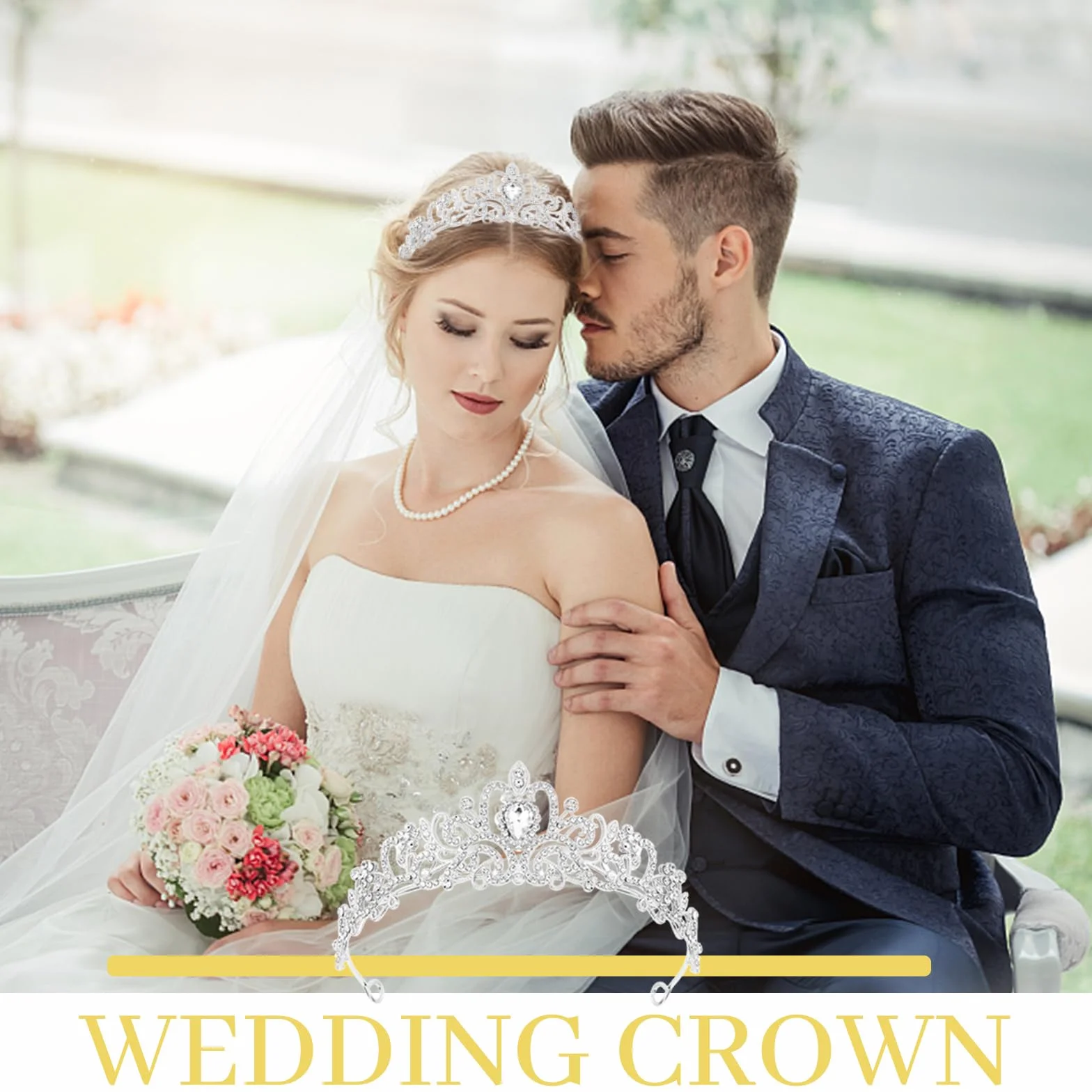 Rierousy Tiara ślubna korona damska korona dla panny młodej, kryształowa korona ze strasu, diadem ślubnym, na wesela, studniówkę, konkursy, imprezy księżniczki, przyjęcia urodzinowe itp