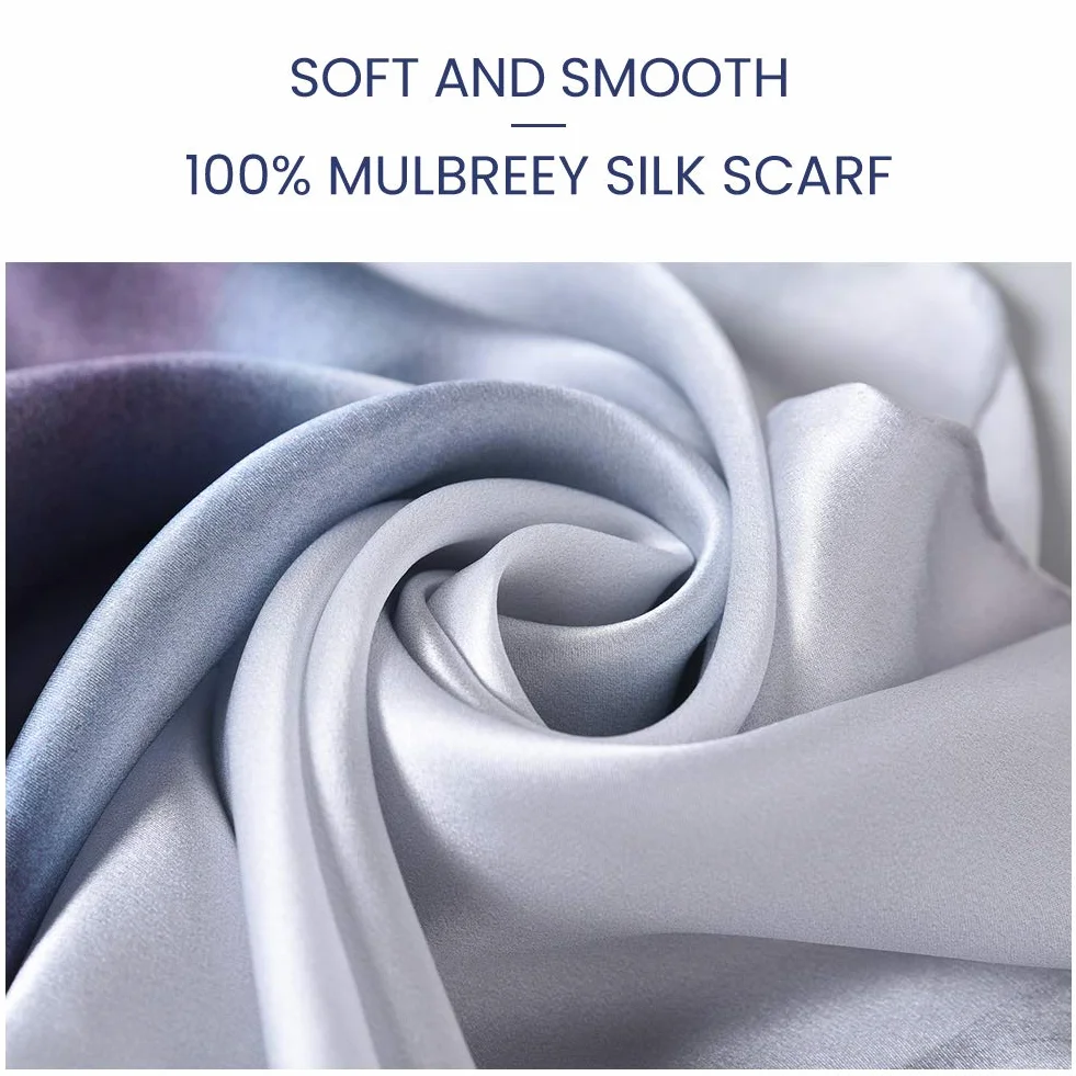Jedwabny szal damski 100% jedwab, 20+ kolorowy, luksusowy szal, ciepły i miękki, jako chusta jedwabna apaszka Pashmina - 53 * 170 cm, Eleganckie kwiaty 4