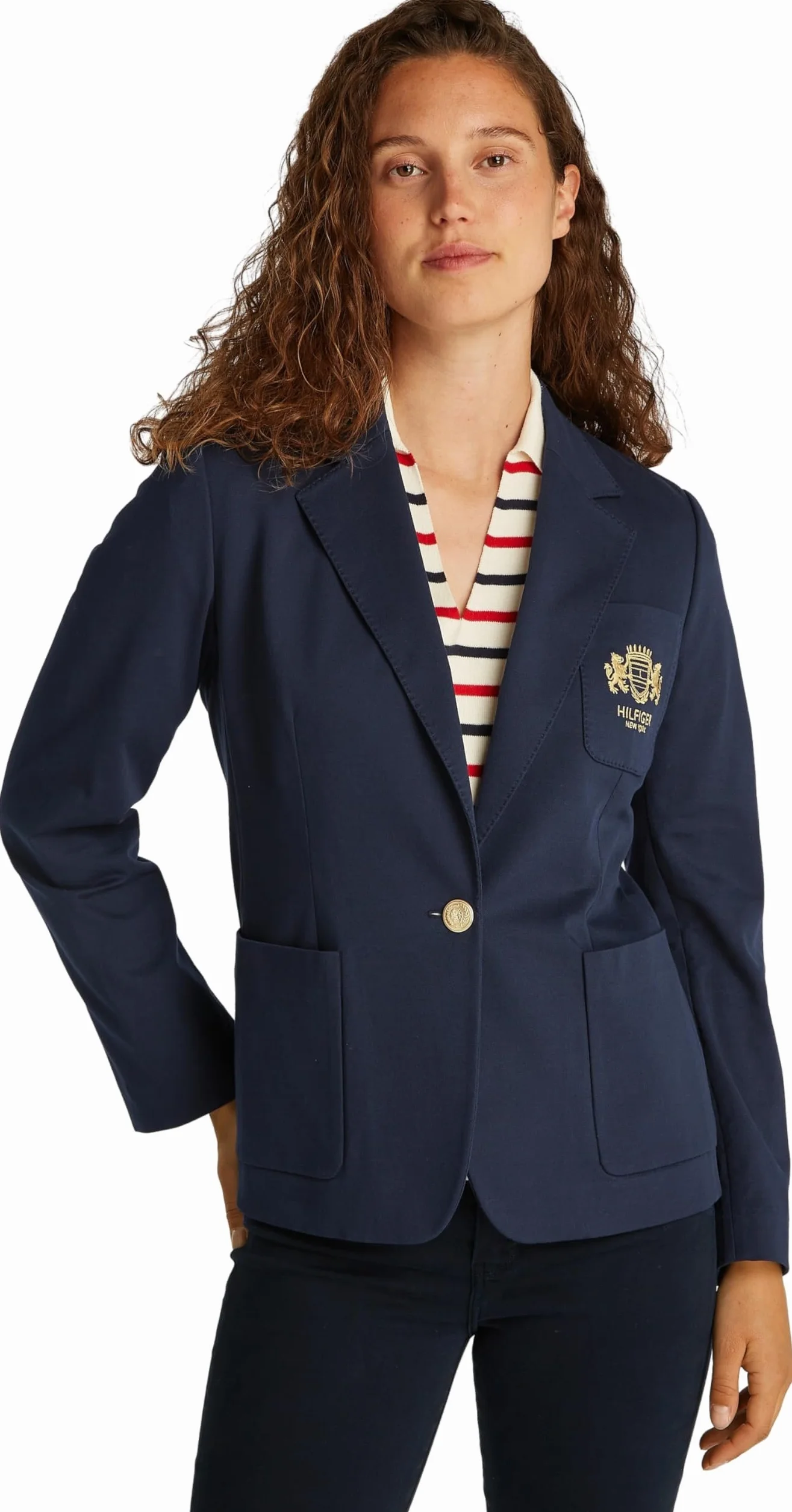 TOMMY HILFIGER DZIANINOWA PIQUE SLIM SB BLAZER WW0WW44744 Kobiety Knitted Pique Slim Sb Blazer Ww0ww44744