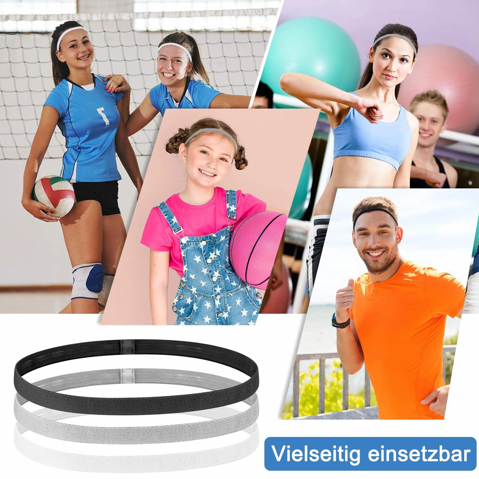 9 sztuk sportowa opaska na włosy dla mężczyzn i chłopców, elastyczna opaska na włosy do sportu dla chłopców, antypoślizgowe opaski na czoło, cienkie opaski na włosy dla mężczyzn i kobiet, do piłki