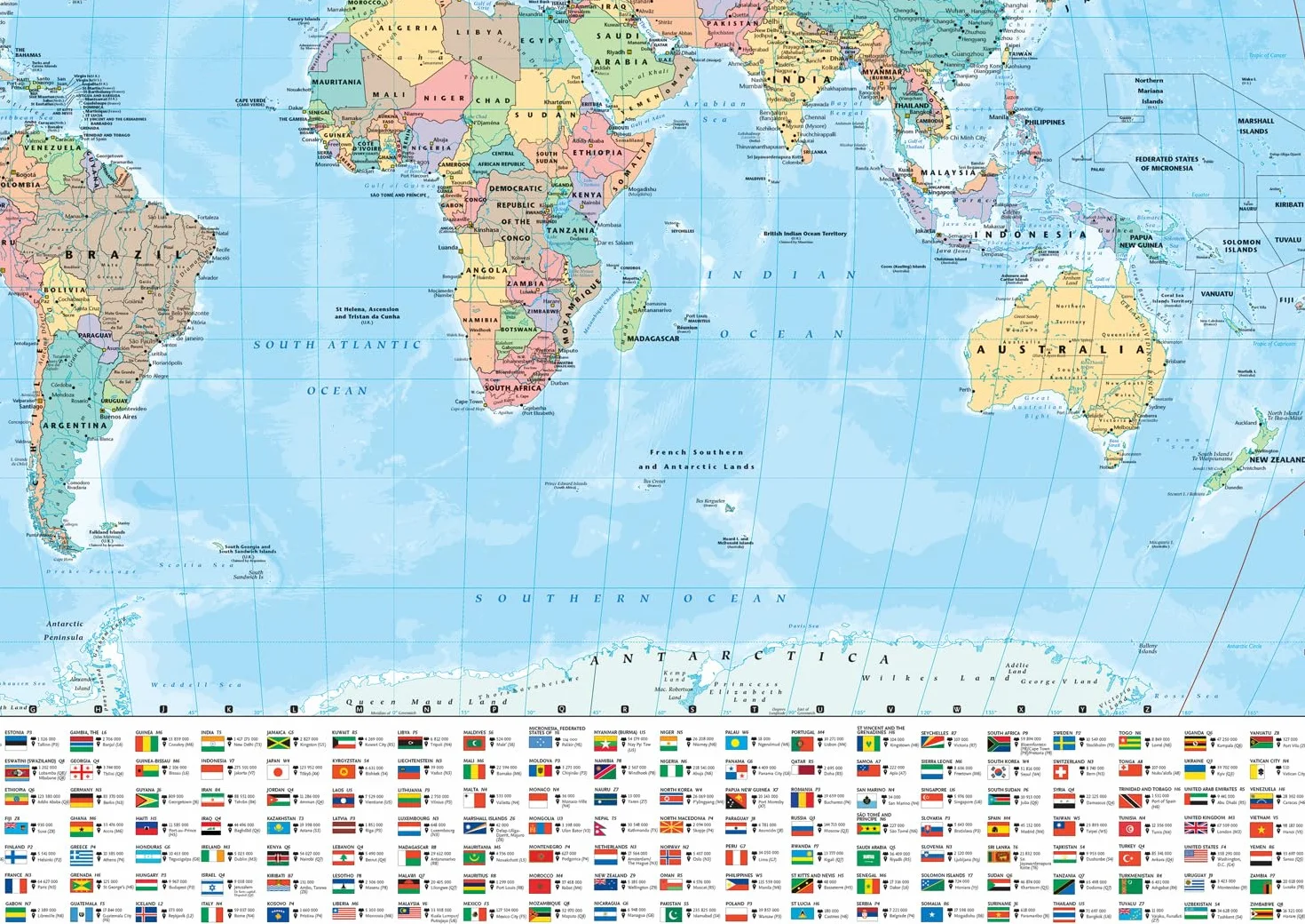 Collins Large World Wall Paper Map (70 x 91.5 cm): Paper map with flags, perfect for classroom, office and home