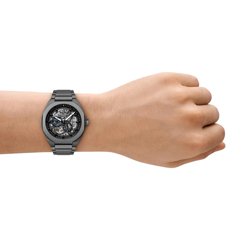 Armani Exchange Męski analogowy automatyczny zegarek z bransoletą ze stali nierdzewnej AX4195