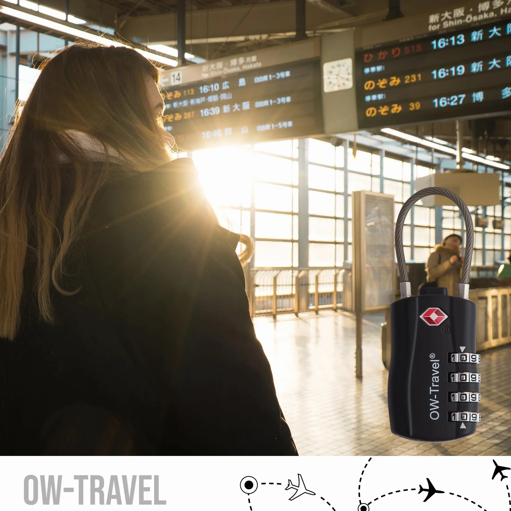 OW-Travel TSA Kłódka z Linką i Zamkiem Szyfrowym (Zestaw 4 Czarnych) 4 Cyfrowe Kłódki Walizkowe. Kłódka na szyfr na Plecak, Walizkę, Bagaż, Kłódki Szyfrowe Bagażowe, Szafek na Siłownię