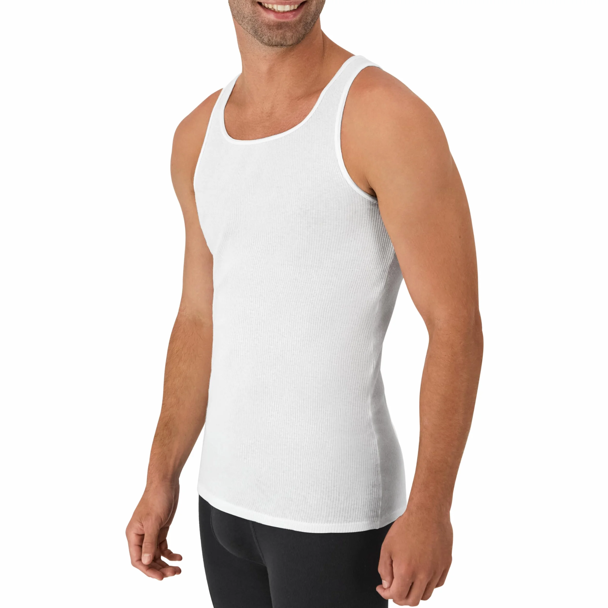 Hanes Bielizna Mężczyźni Undershirt Tank, Moisture-wicking Ribbed, Lightweight Cotton Tank Undershirts, Black/White Options, Multi-pack (6 w zestawie)