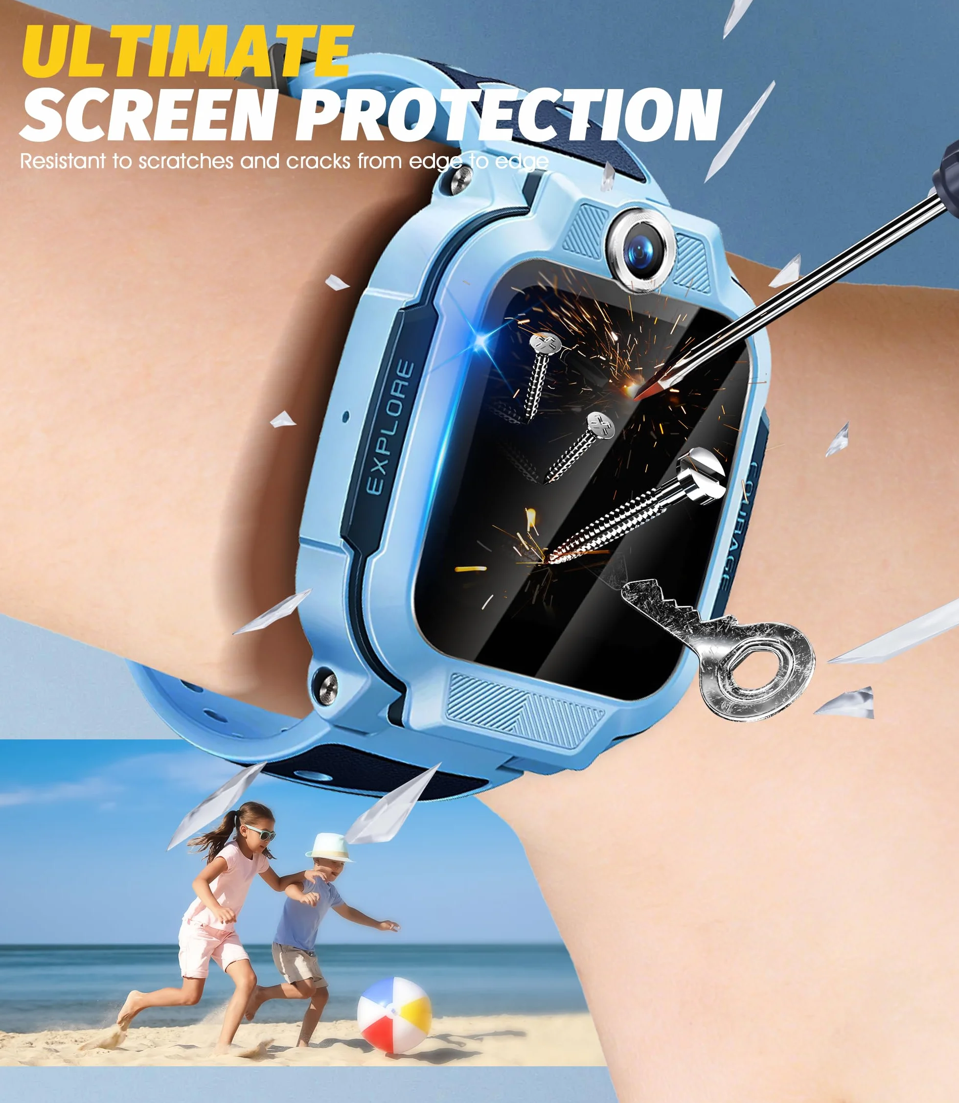 NEWZEROL Szkło ochronne na wyświetlacz, kompatybilne z Imoo Watch Phone Z3, pełne pokrycie, bez pęcherzyków powietrza, odporne na zarysowania, ze szkła, folia ochronna na wyświetlacz HD do zegarka