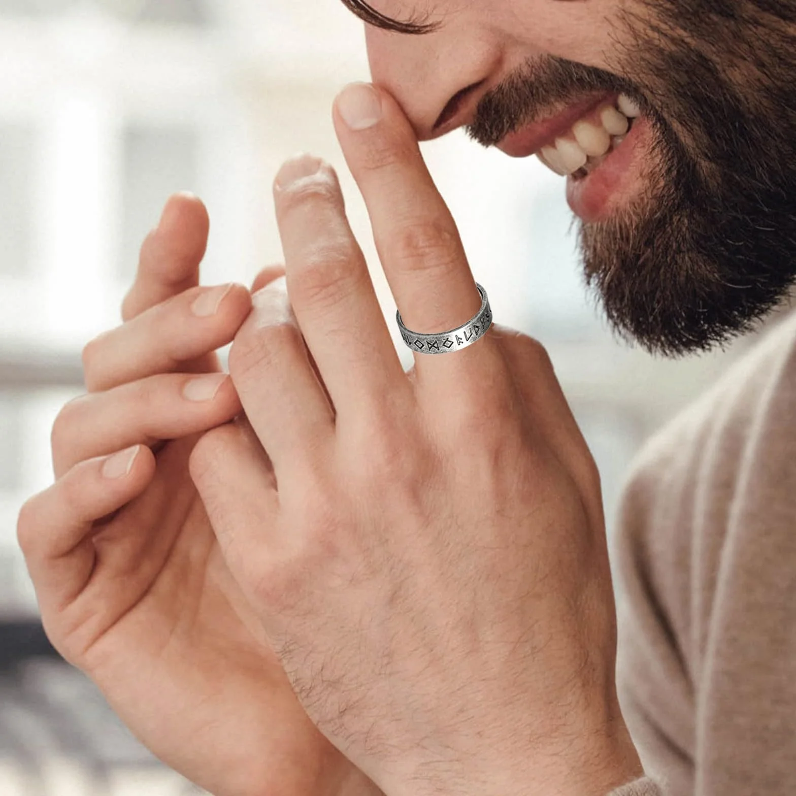VELESAY Viking męski pierścionek ze stali nierdzewnej Wikingów, mitologia nordycka, pierścionek męski Viking Rune Ring Punk Biker Gothic Hip Pop Ring Viking biżuteria