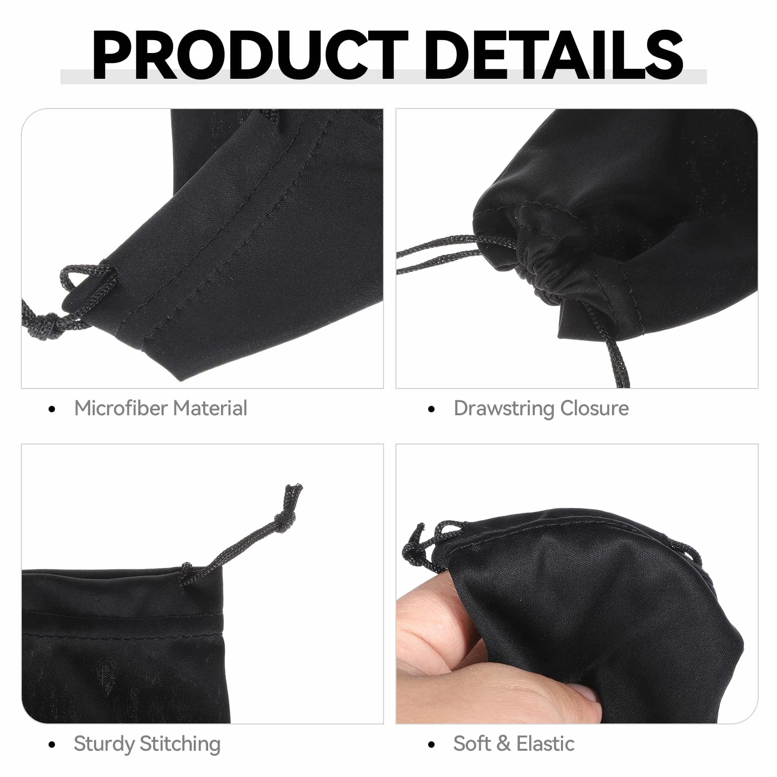 simarro 12-częściowa torba na okulary przeciwsłoneczne z mikrofibry, miękkie etui na okulary przeciwsłoneczne, 18 x 8,9 cm, czarna dzianinowa torba do przechowywania, odpowiednia na okulary