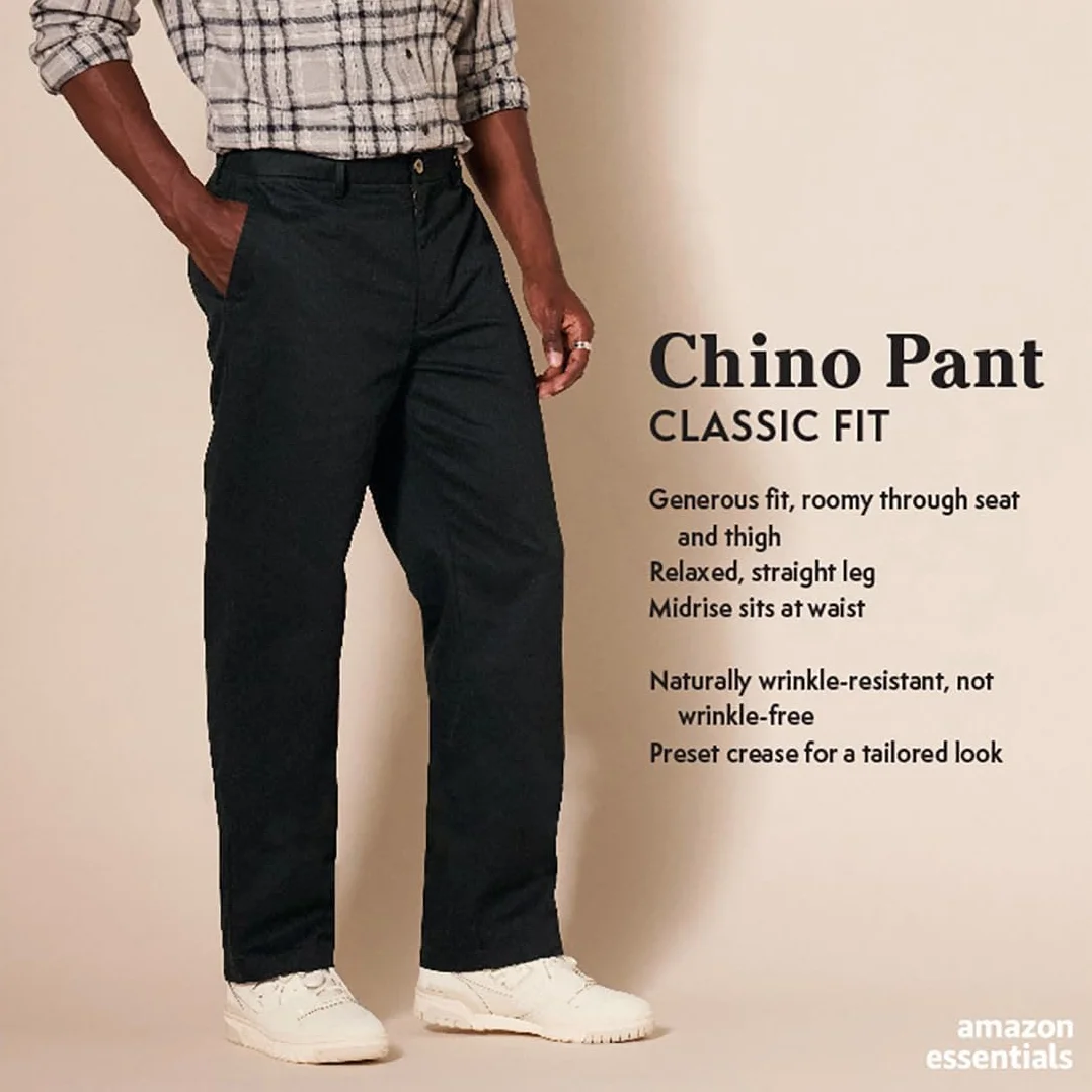 Amazon Essentials Classic-fit Wrinkle-resistant Flat-front Chino Pant - Nieformalne spodnie Mężczyźni
