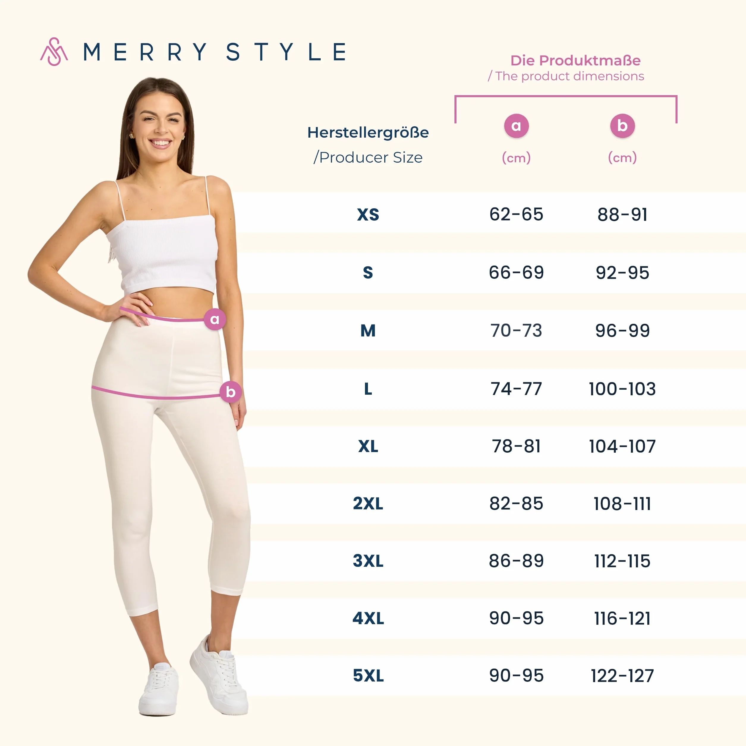 Merry Style Legginsy Damskie z Bawełny 3/4 Wysoki Stan MS10-199