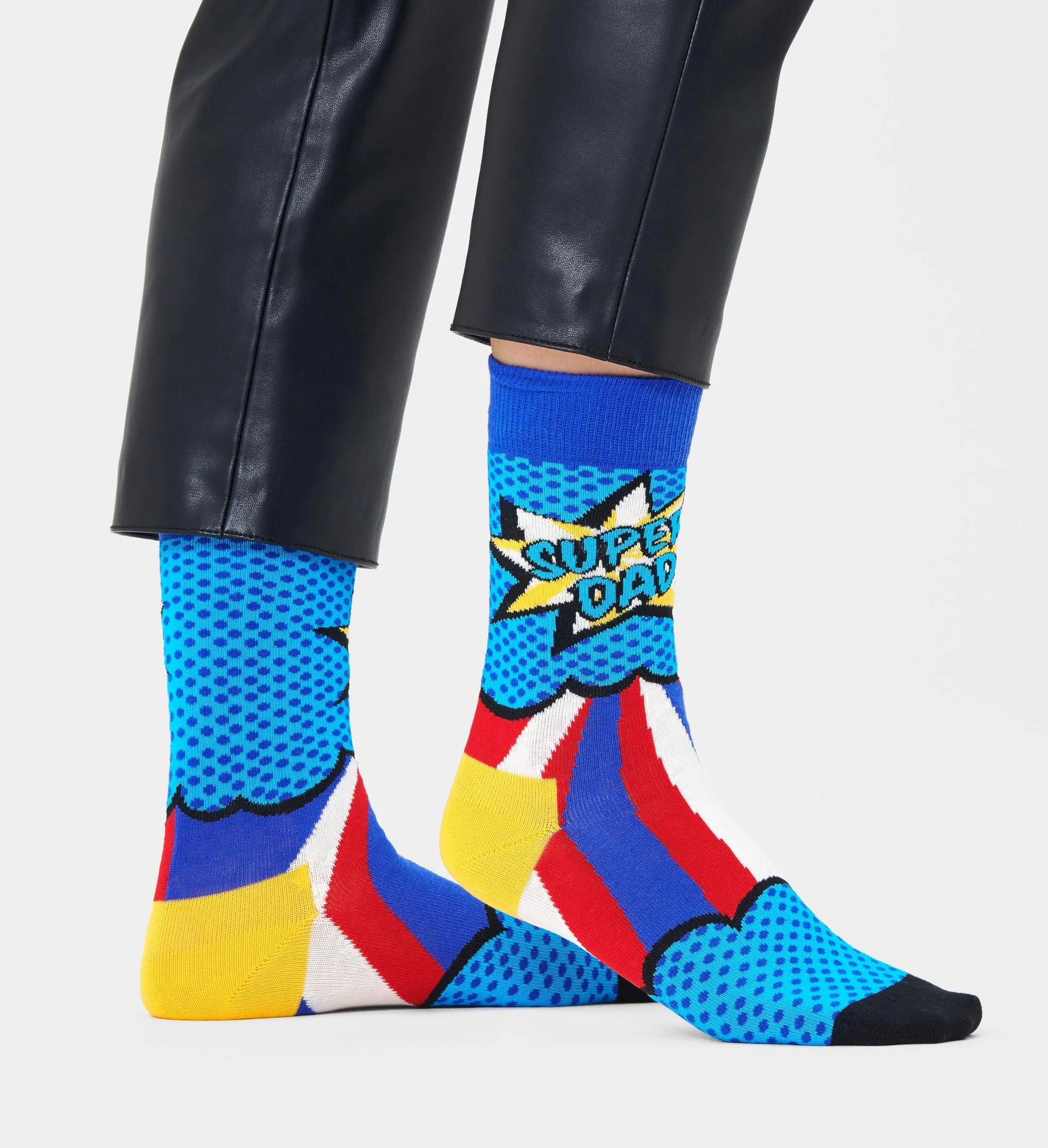 Happy Socks Super Dad Bawełniane Skarpetki Męskie Niebieskie 41-46